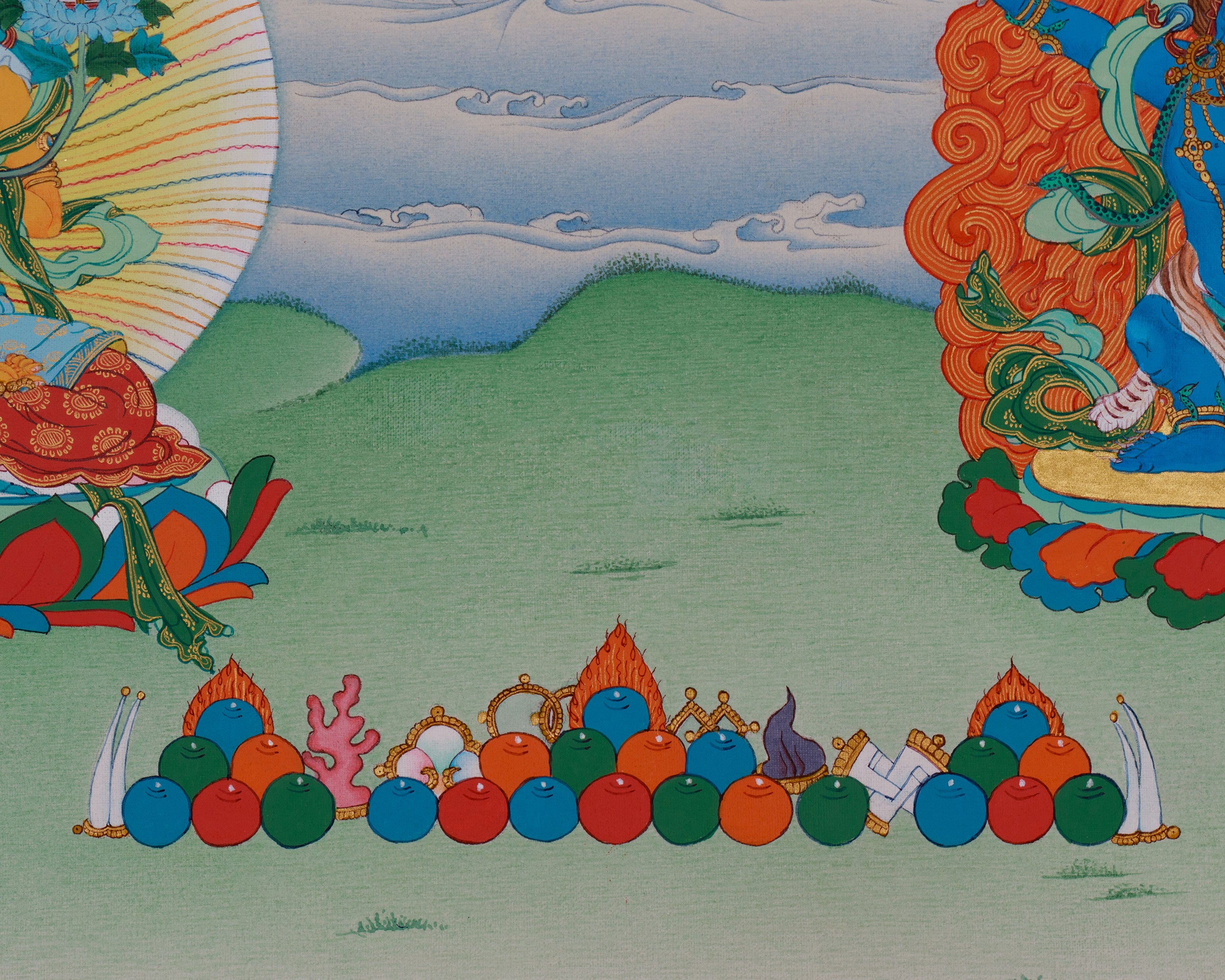 Avalokitesvara Thangka | Chenrezig with Manjushri & Vajrapani