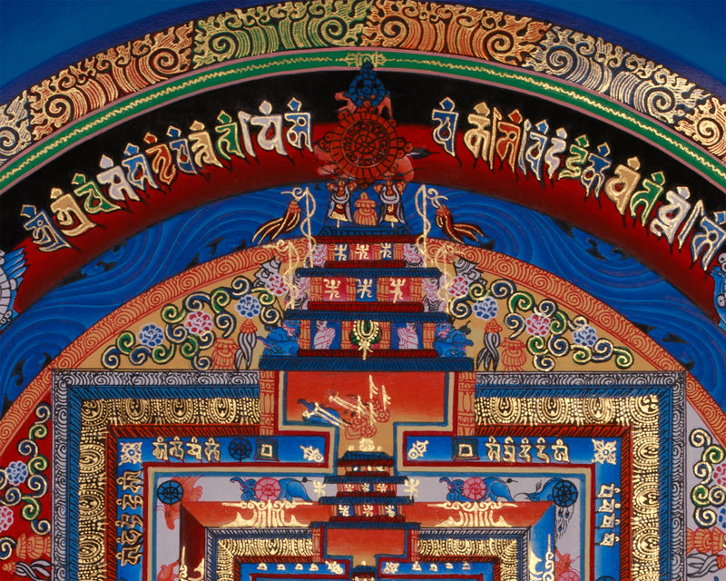 Sacred Gold Kalachakra Mandala Thangka | Wheel of Time