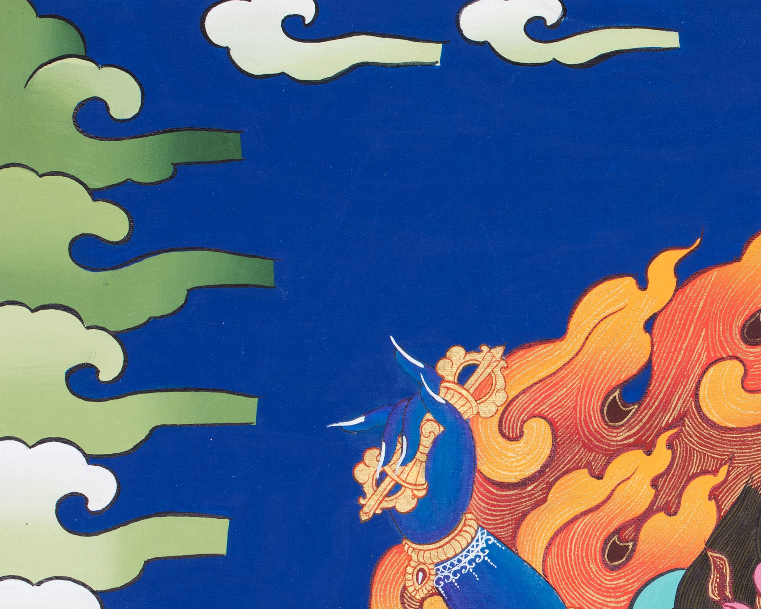 Tibtetan Wrathful Deity | Vajrapani Thangka for Protection and Transformation