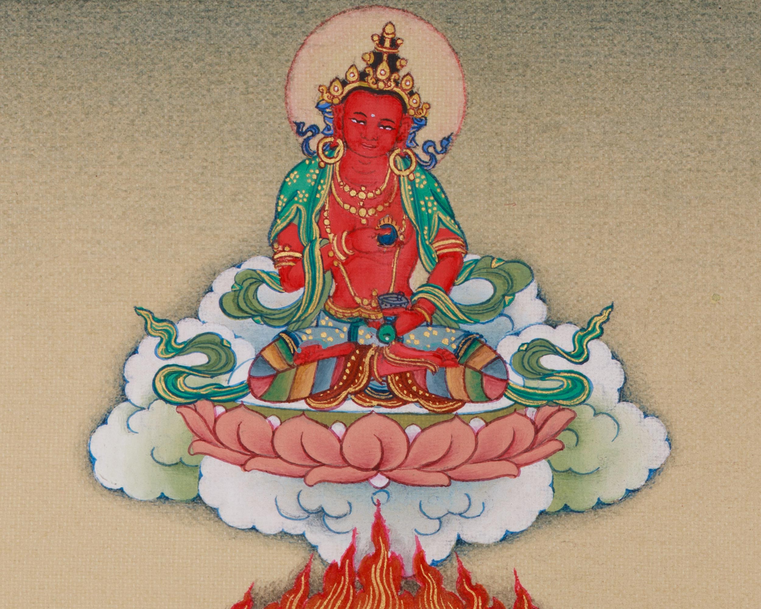 Sacred Buddhist Deity White Mahakala | Thangka of the Prosperity Guardian