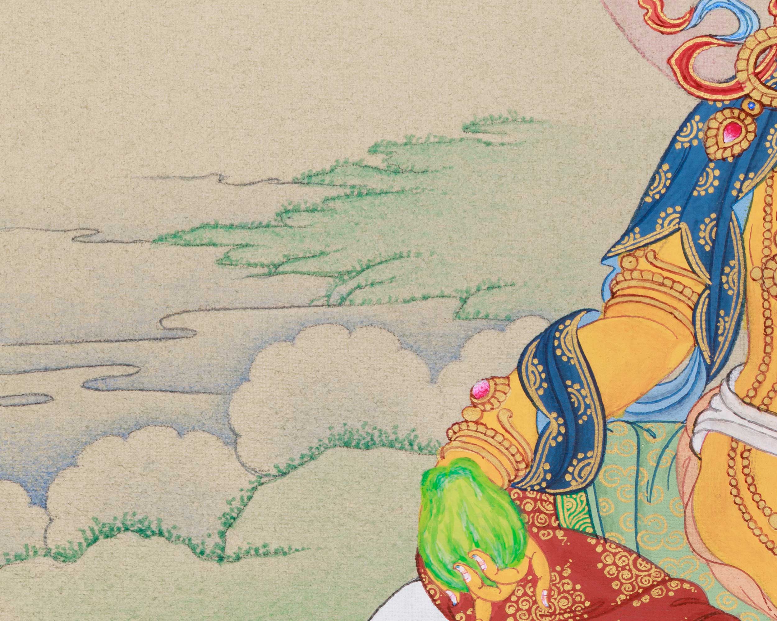 Sacred Yellow Jambhala Artwork | Guardian of Wealth and Fortune