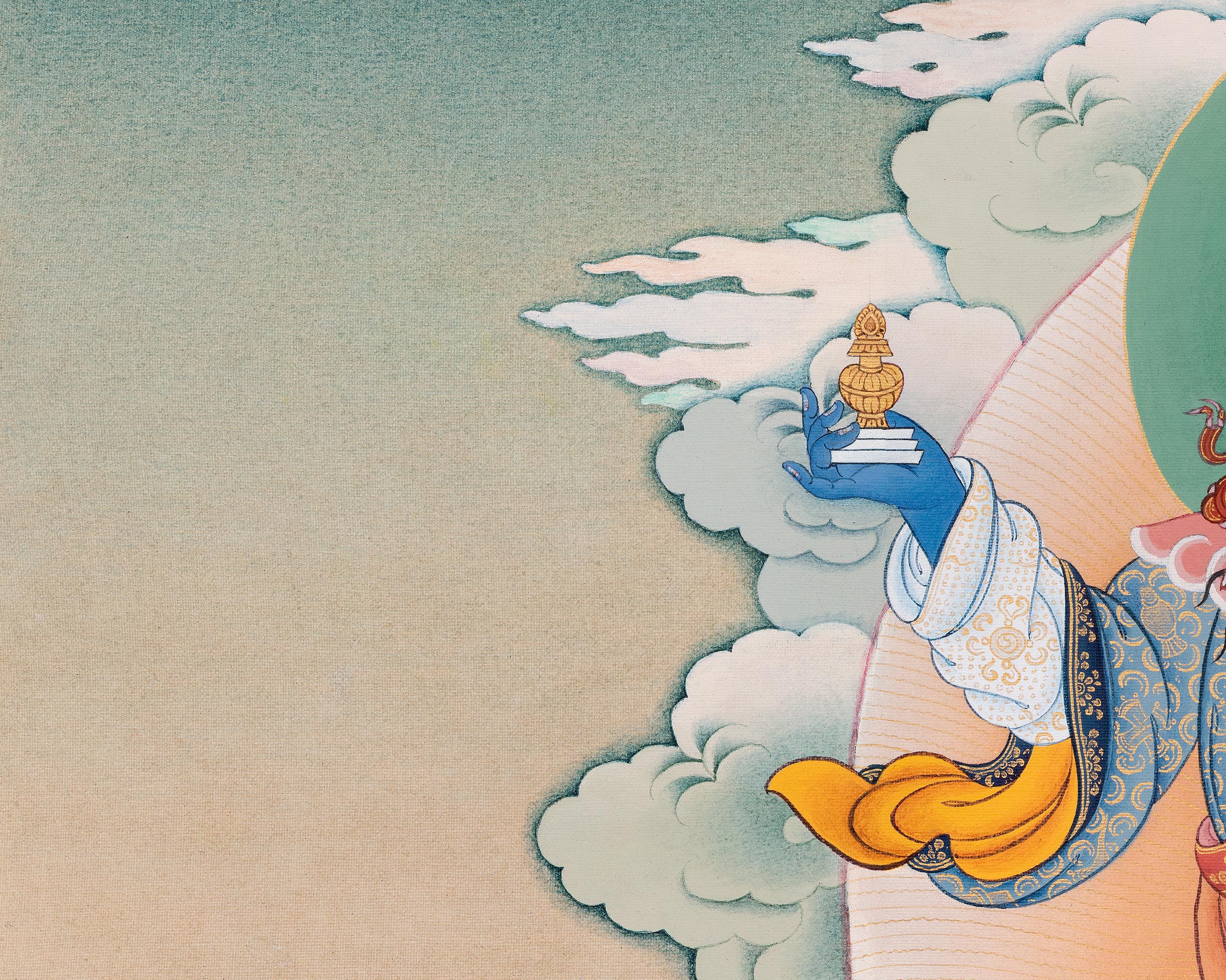 Standing Guru Orgyen Menla with Four Elements | Buddhist Healing Guru