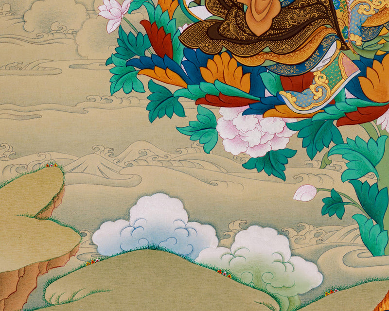 Hand-Painted Padmasambhava Art | Traditional Tibetan Thangka Painting