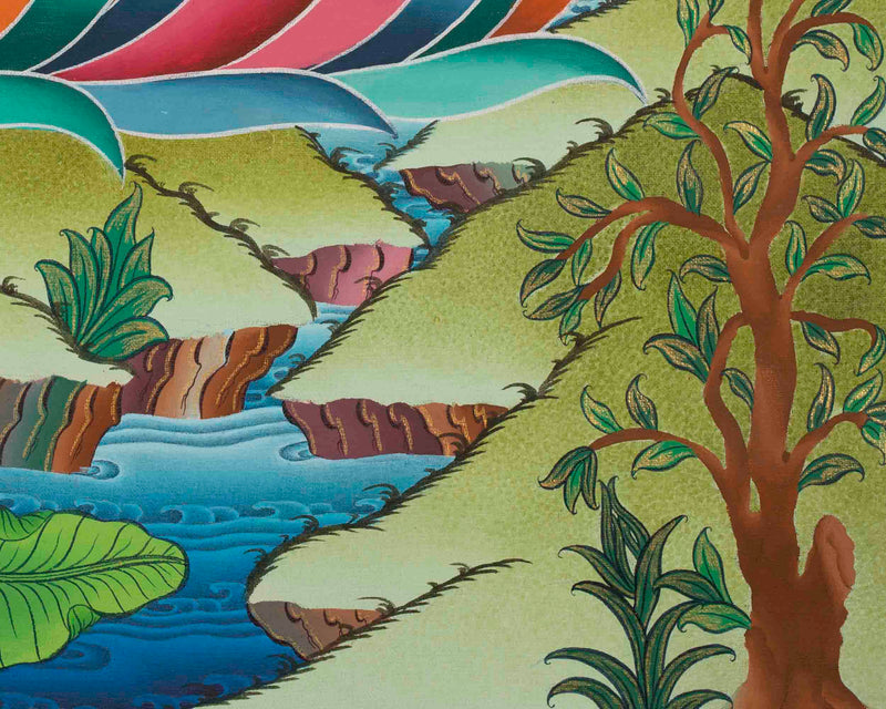 Avalokitesvara Chengrezig Thangka | Mindfulness Meditation Painting