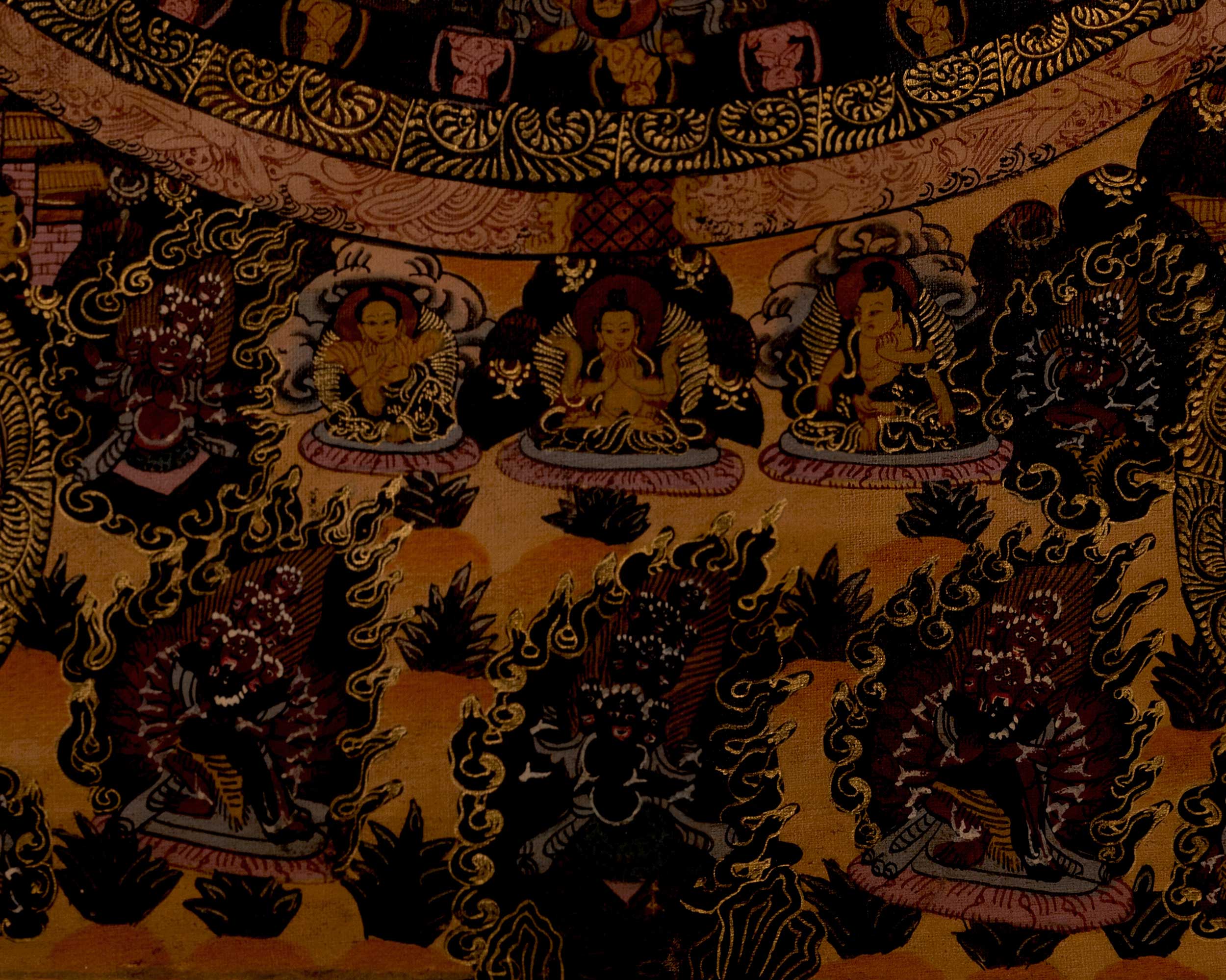 Vintage Heruka Mahakala Mandala | Religious Thangka Art | Wall Decors