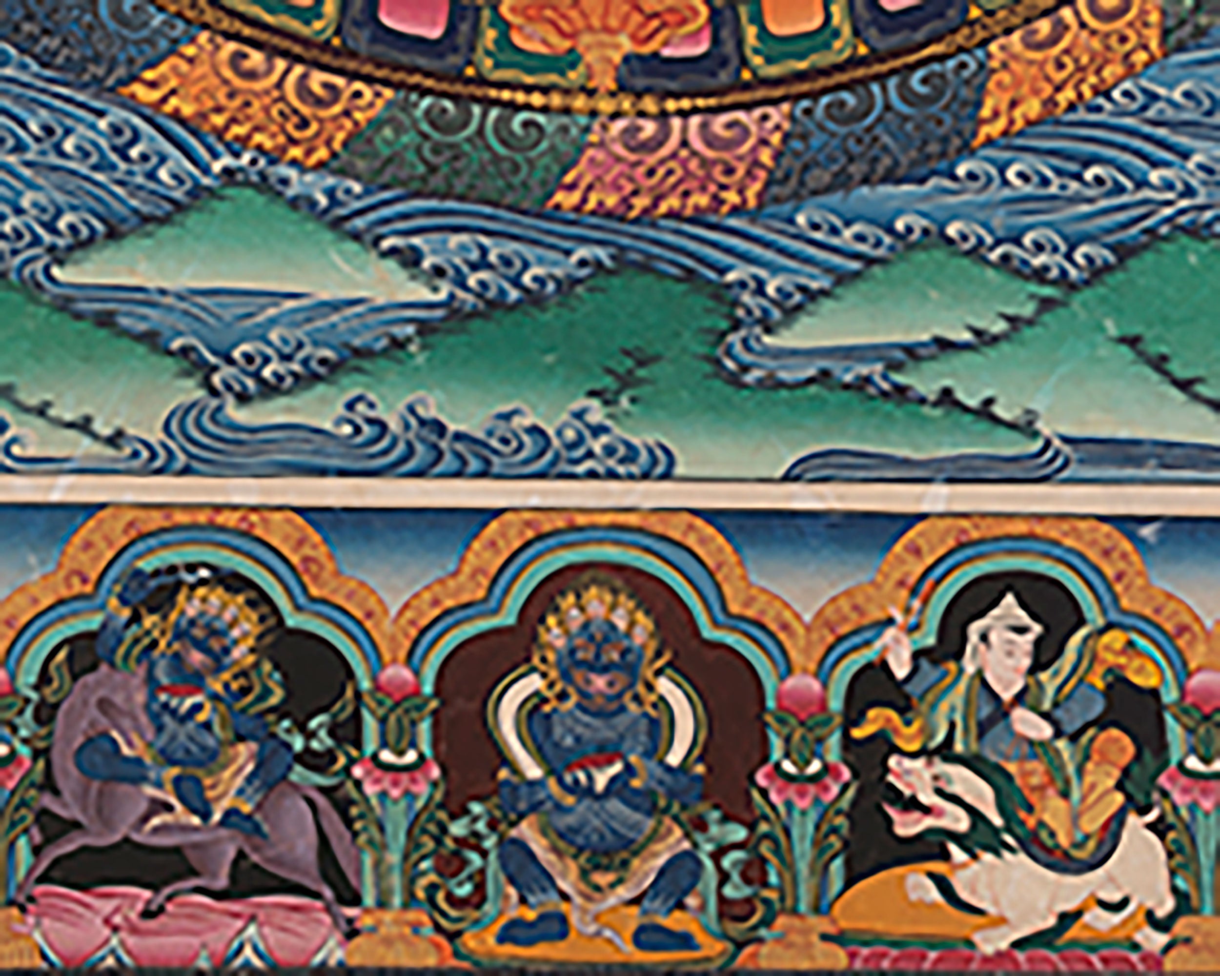 Five Dhyani Buddha Mandala | Vintage Handmade Thangka Painting