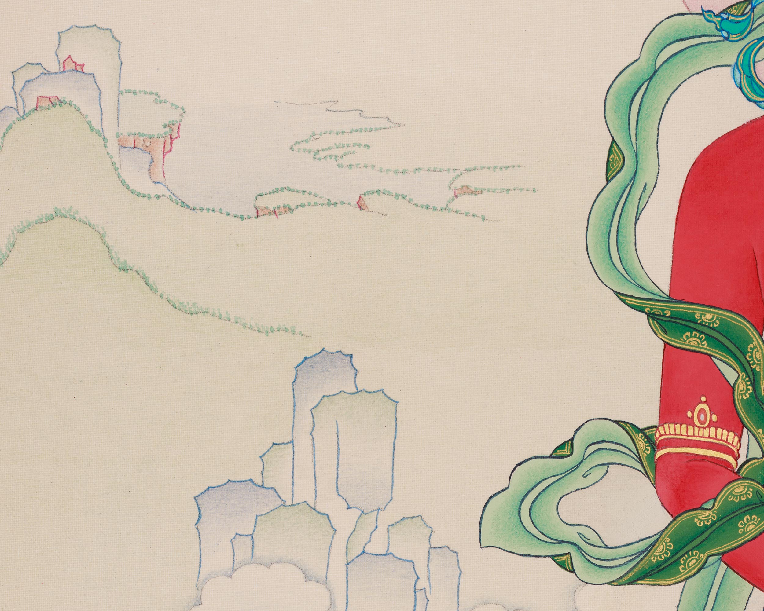 Hand-Painted Buddha Amitayus Thangka | Symbol of Long Life and Enlightened Grace