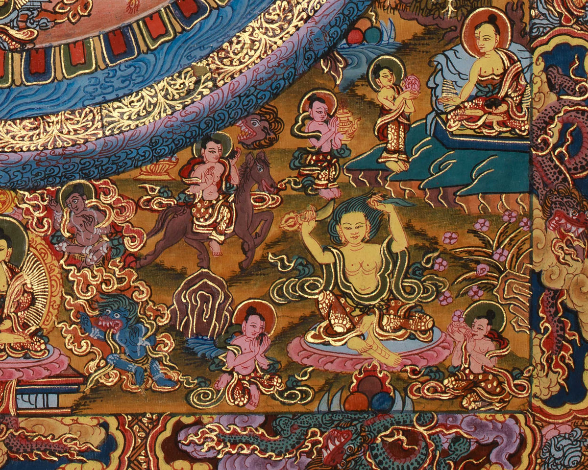 Original Handmade Buddha Life Mandala | Thangka Painting | Traditional Buddha Painting | Meditation and Yoga | For Wall Decoration