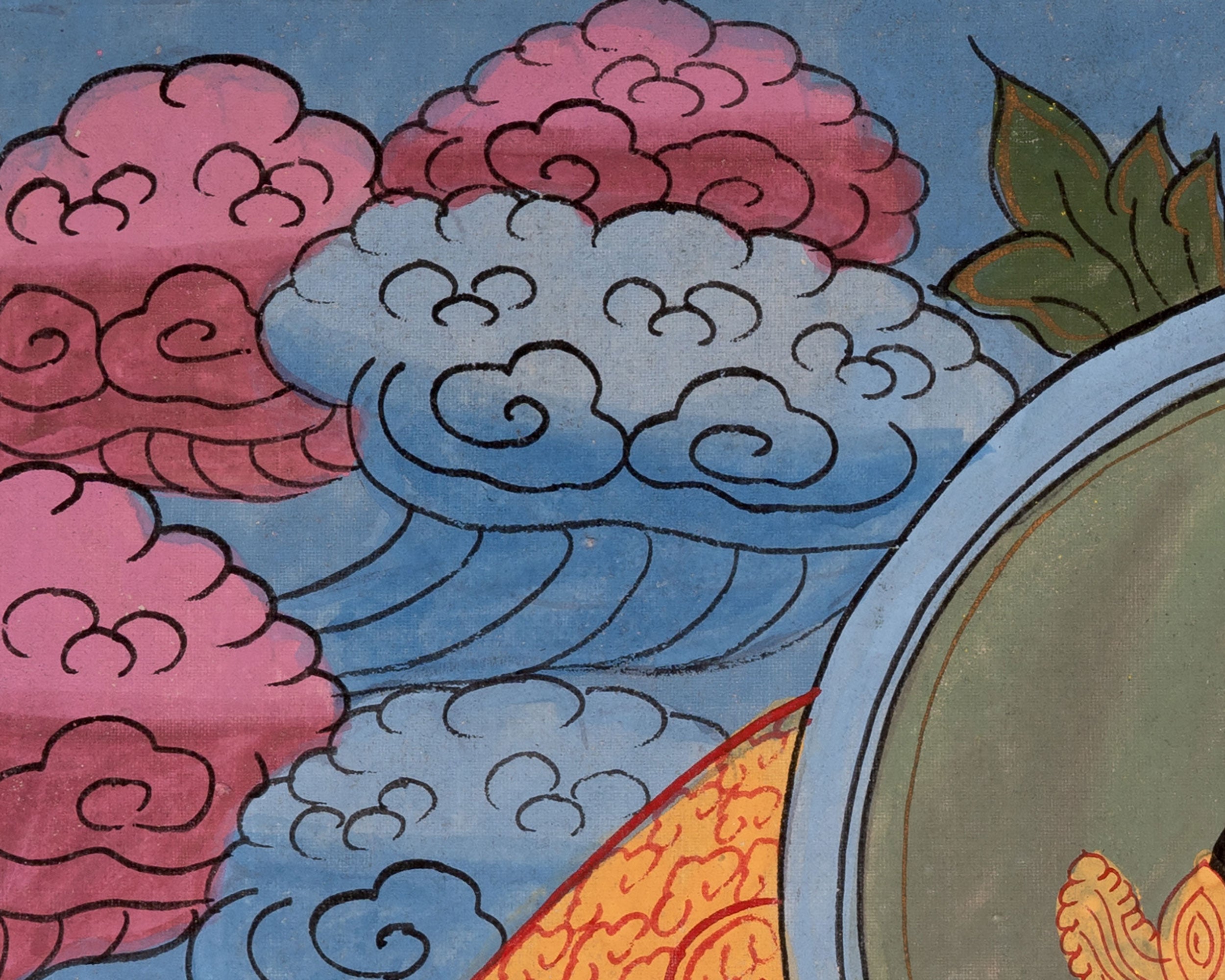 Vintage Amitayus Buddha Thangka | Tibetan Longevity Deity Artwork
