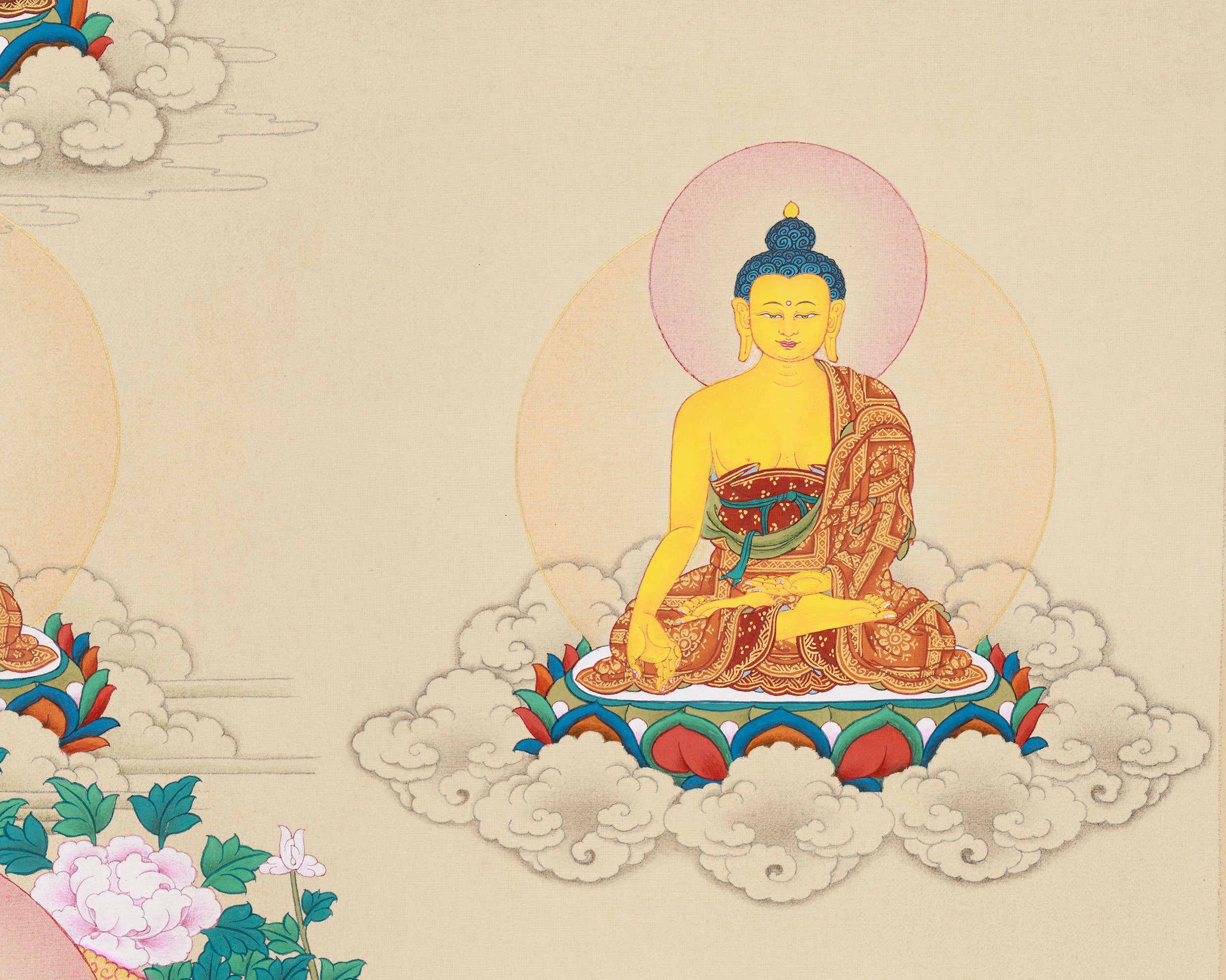Large 20 x 30 Inch Eight Healing Buddhas Thangka | The Deities Who Bless with Health and Spiritual Power