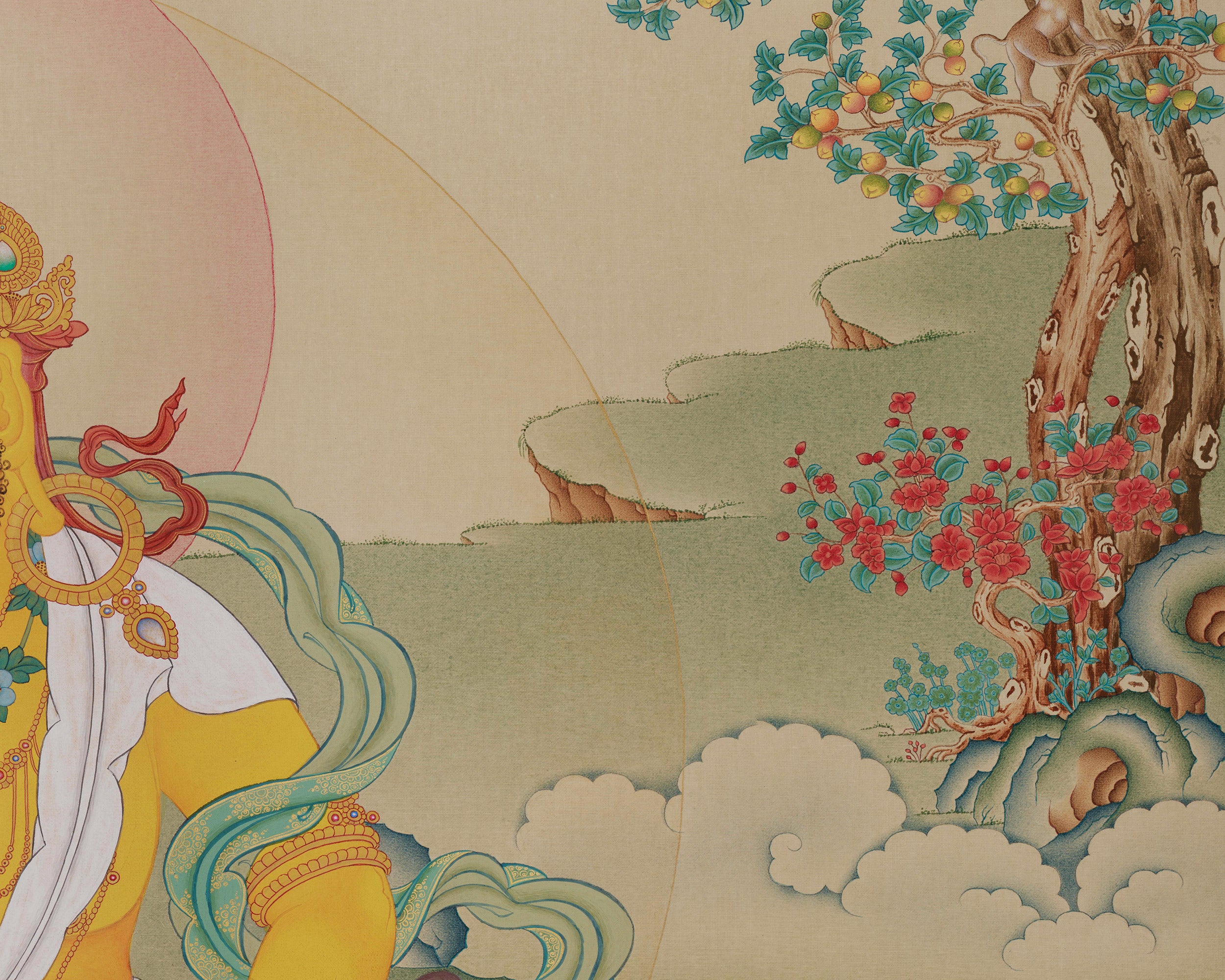 Collector’s Large Buddhist Wealth Deity Thangka | Rare Himalayan Dzambhala Artwork for Success & Fortune