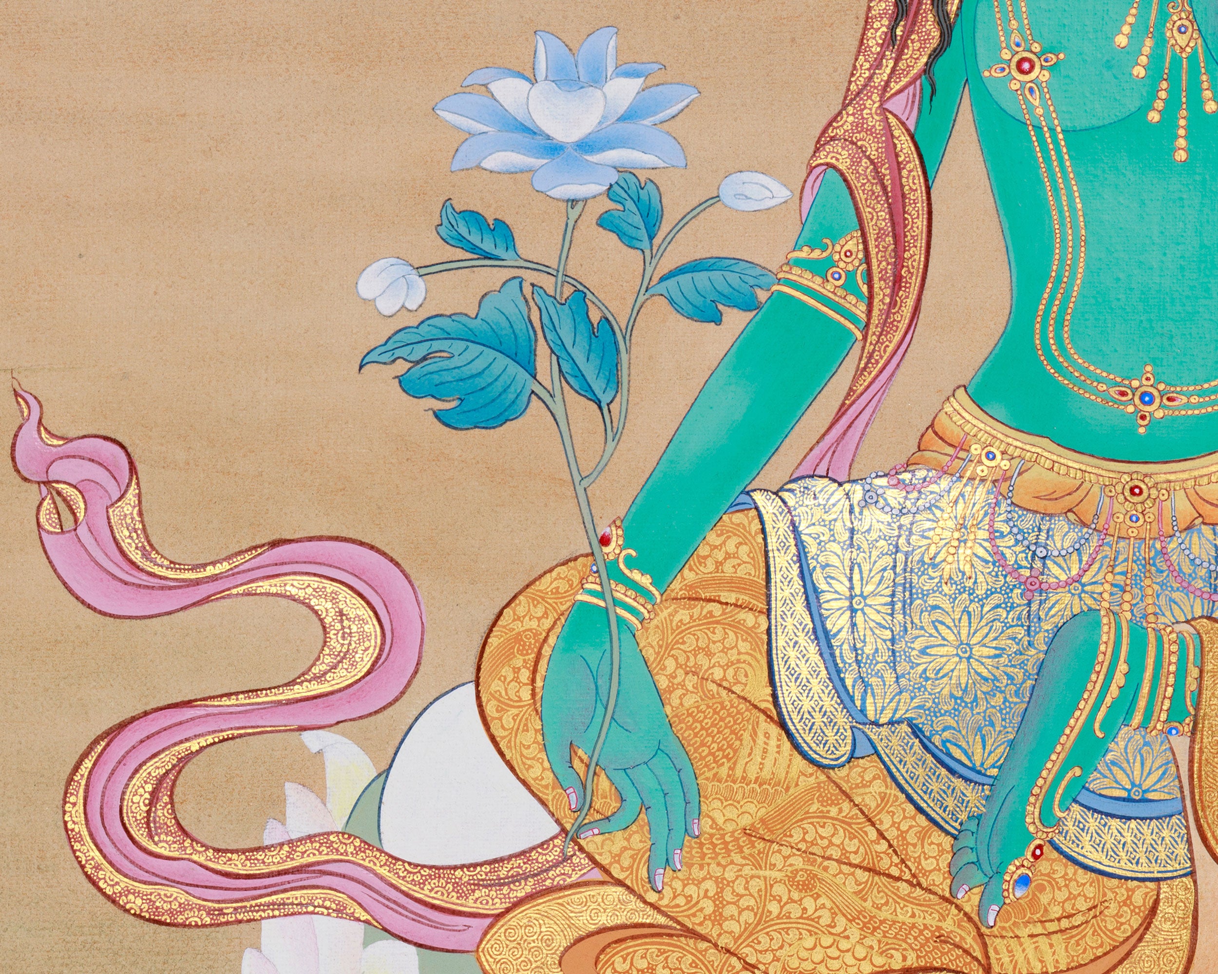 Green Tara Thangka For Meditation | Mother Tara Goddess | Buddhist Wall Decors