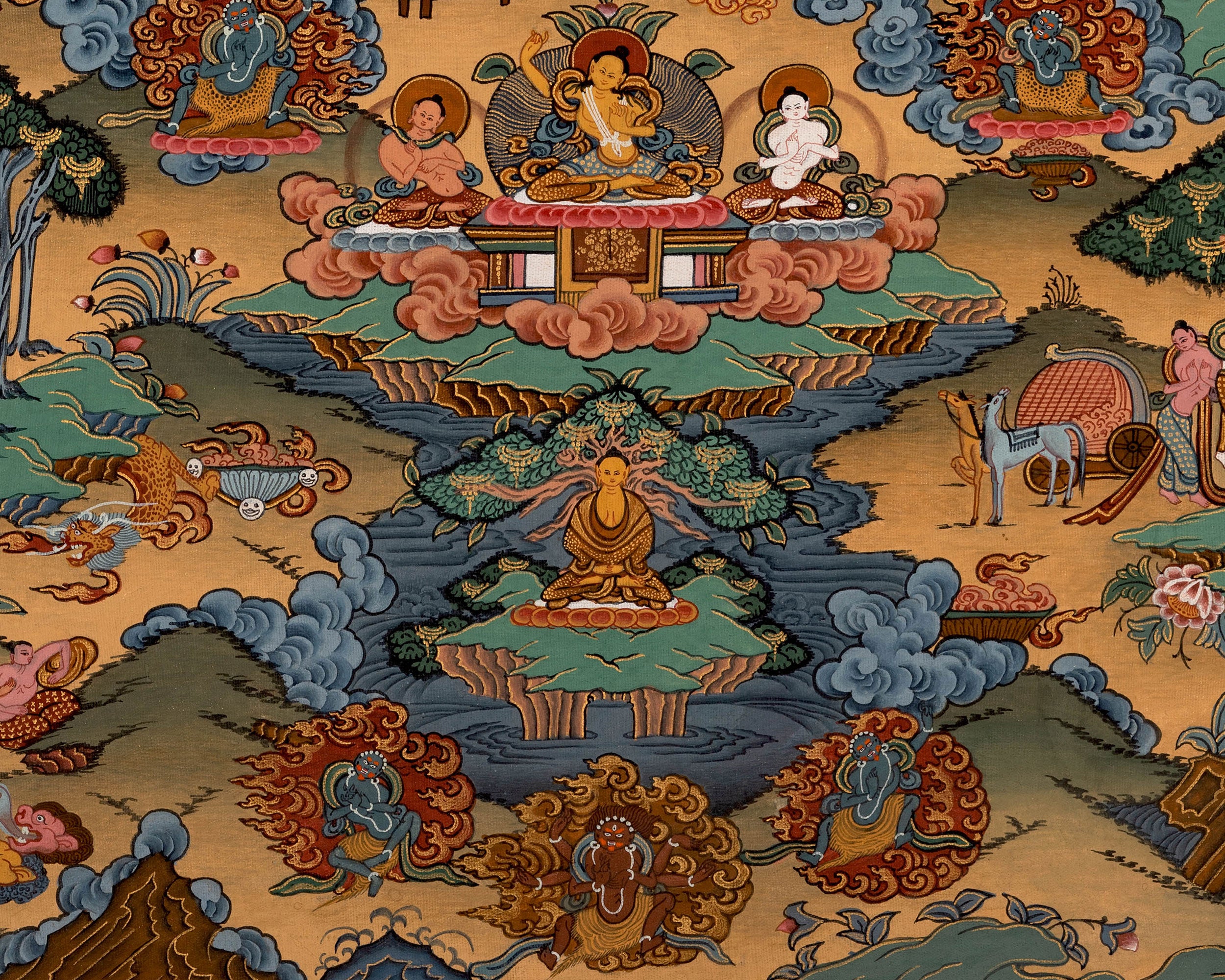 Vintage Life of Buddha Thangka | The Journey of Siddhartha to Nirvana