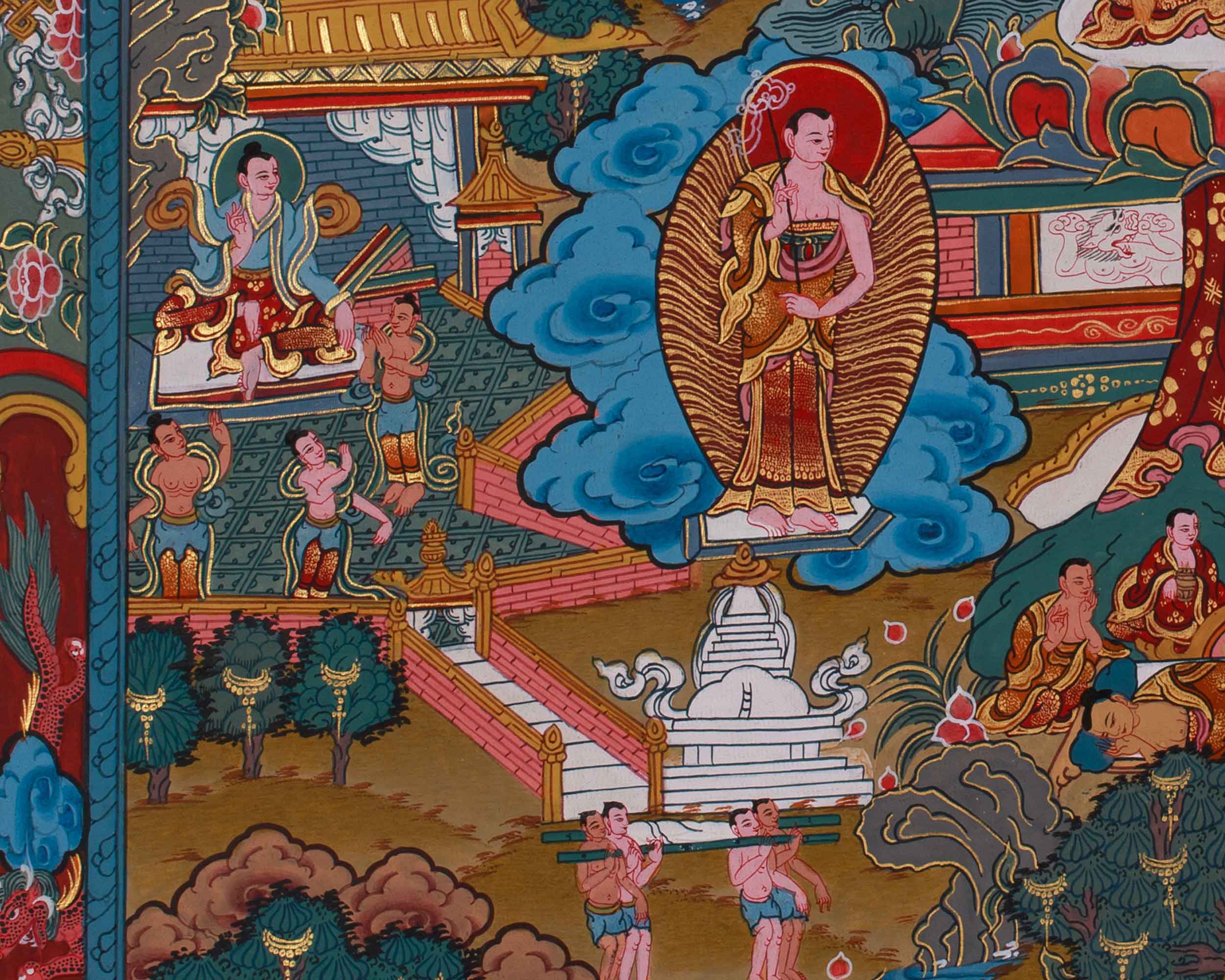 Tibetan Thangka of Buddha Life History | Sage of Shakya Clan