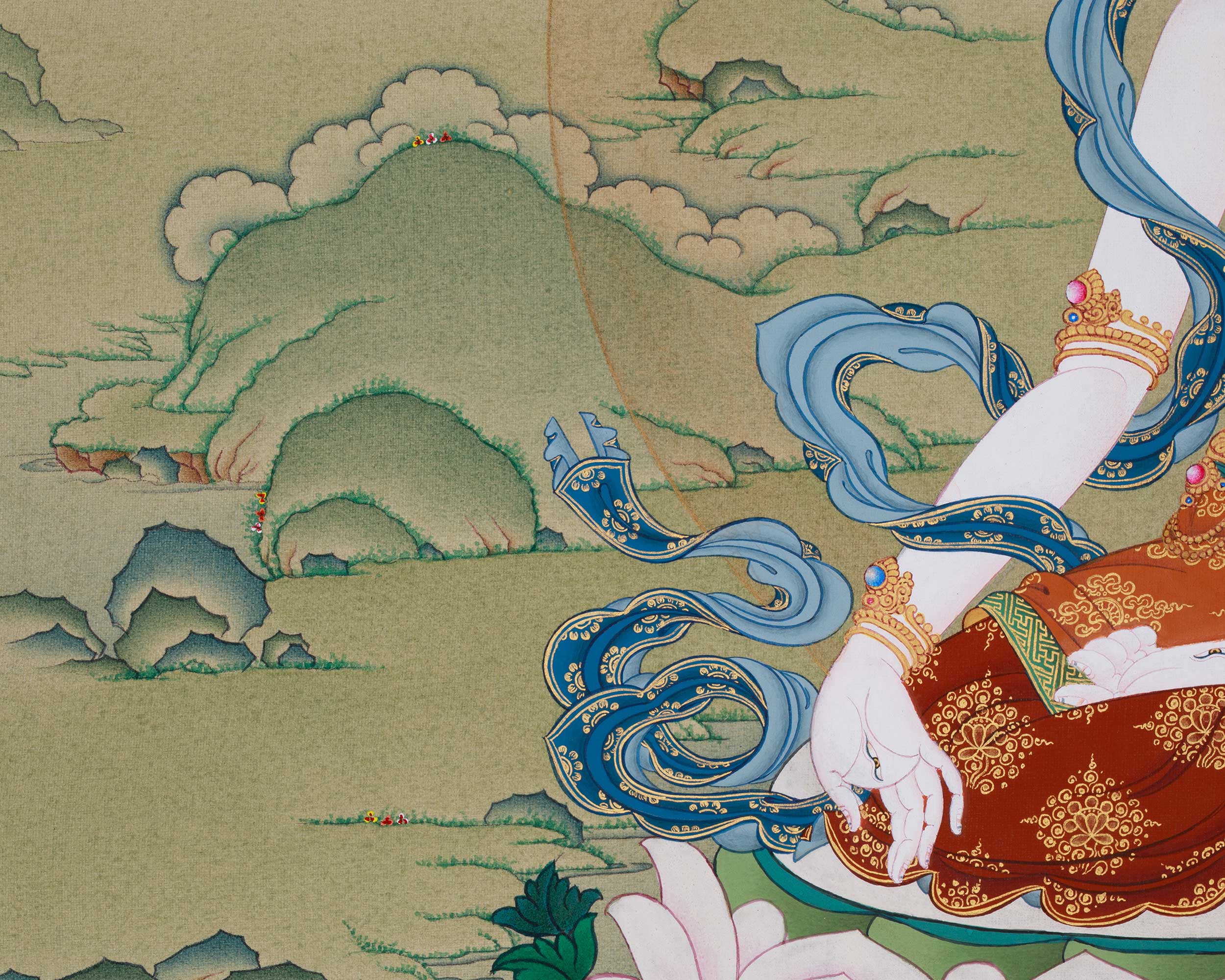 Healing Goddess White Tara Painting | Embodiment of Compassionate Longevity