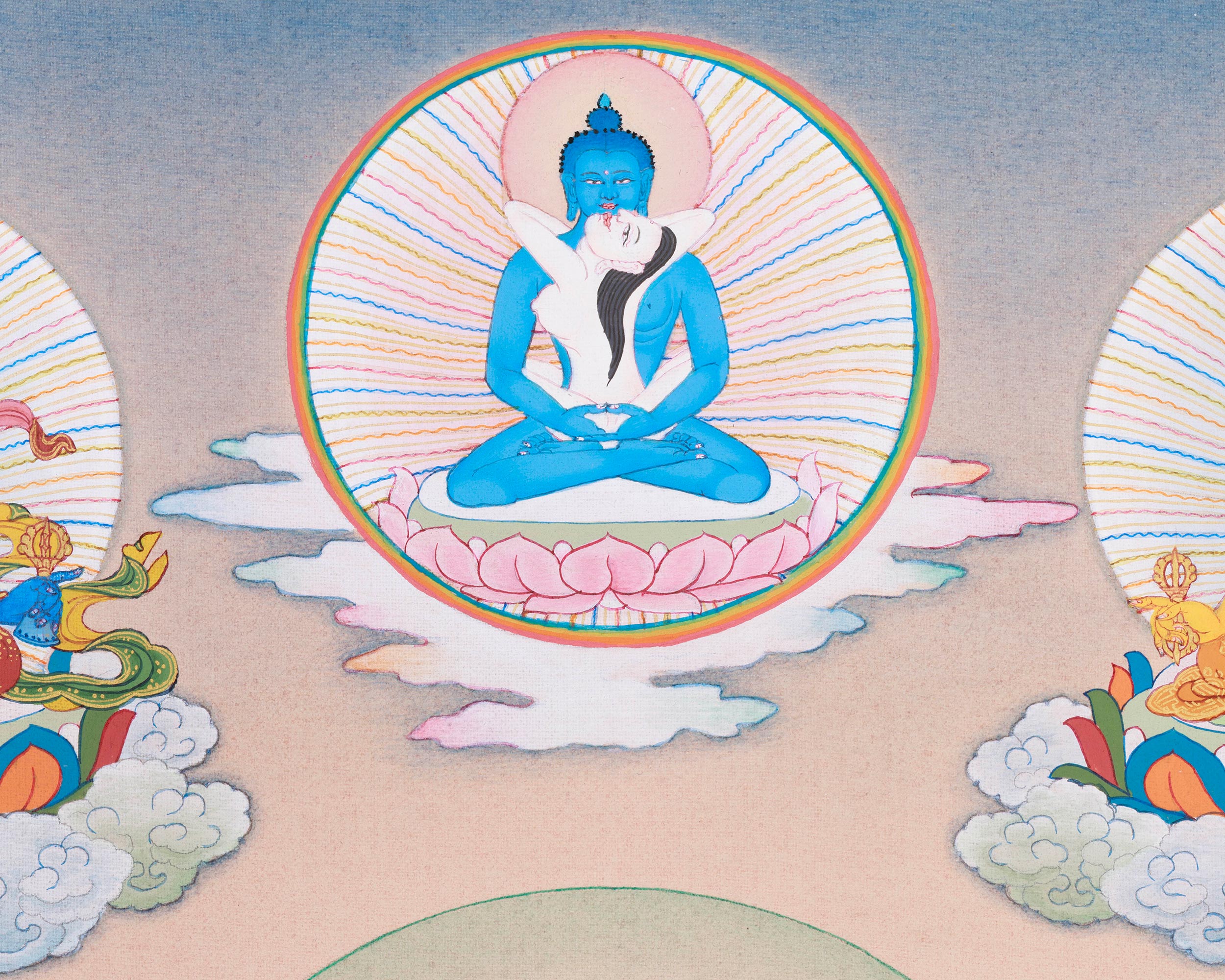 30 Inch Guru Manifestation Thangka | With Mandarva and Yeshe Tsogyal