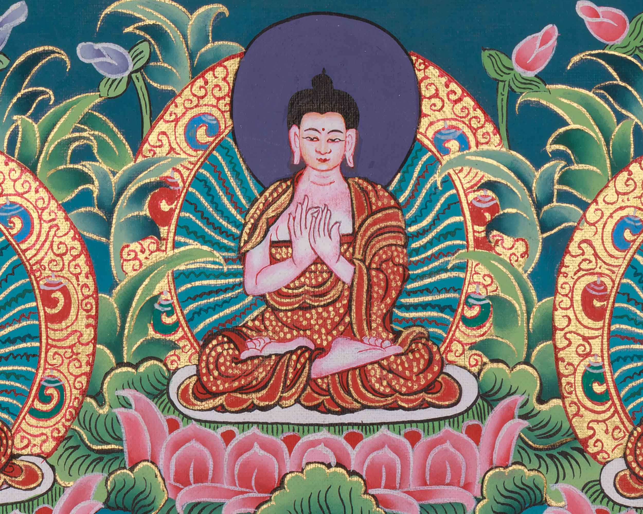 Peaceful Deity, Buddha Shakyamuni Thangka | Siddhartha Gautama | Meditation Art