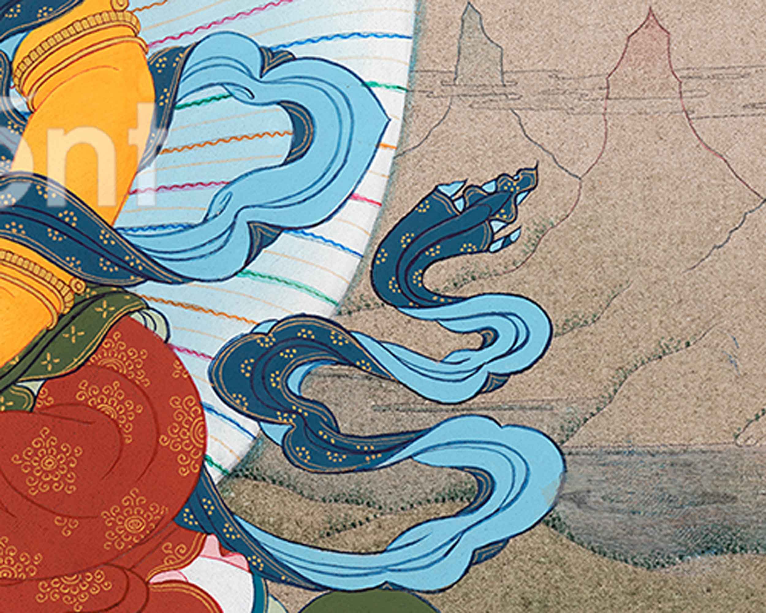 Tibetan Dzambhala Thangka Painting | Guardian of Wealth and Abundance | Wall Art for Financial Blessings