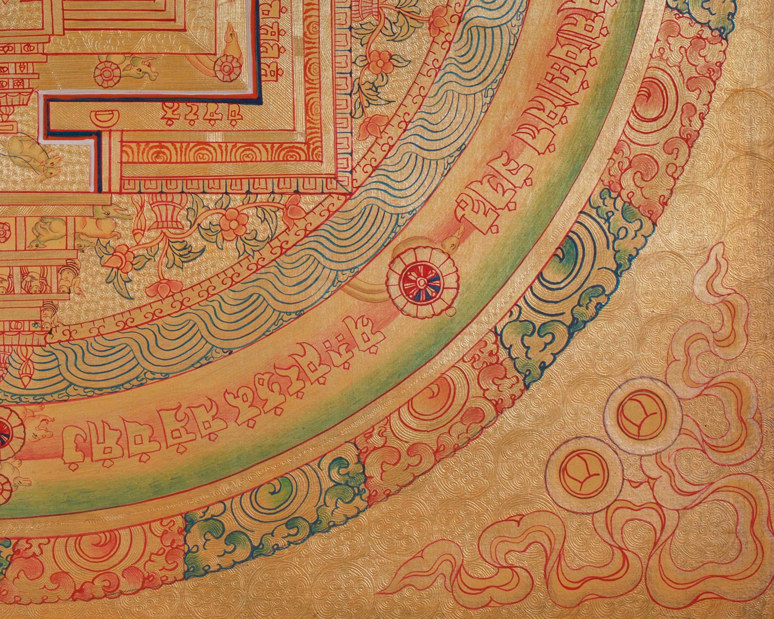 Handmade Kalachakra Mandala Thangka in Gold | Ritual & Meditation Art