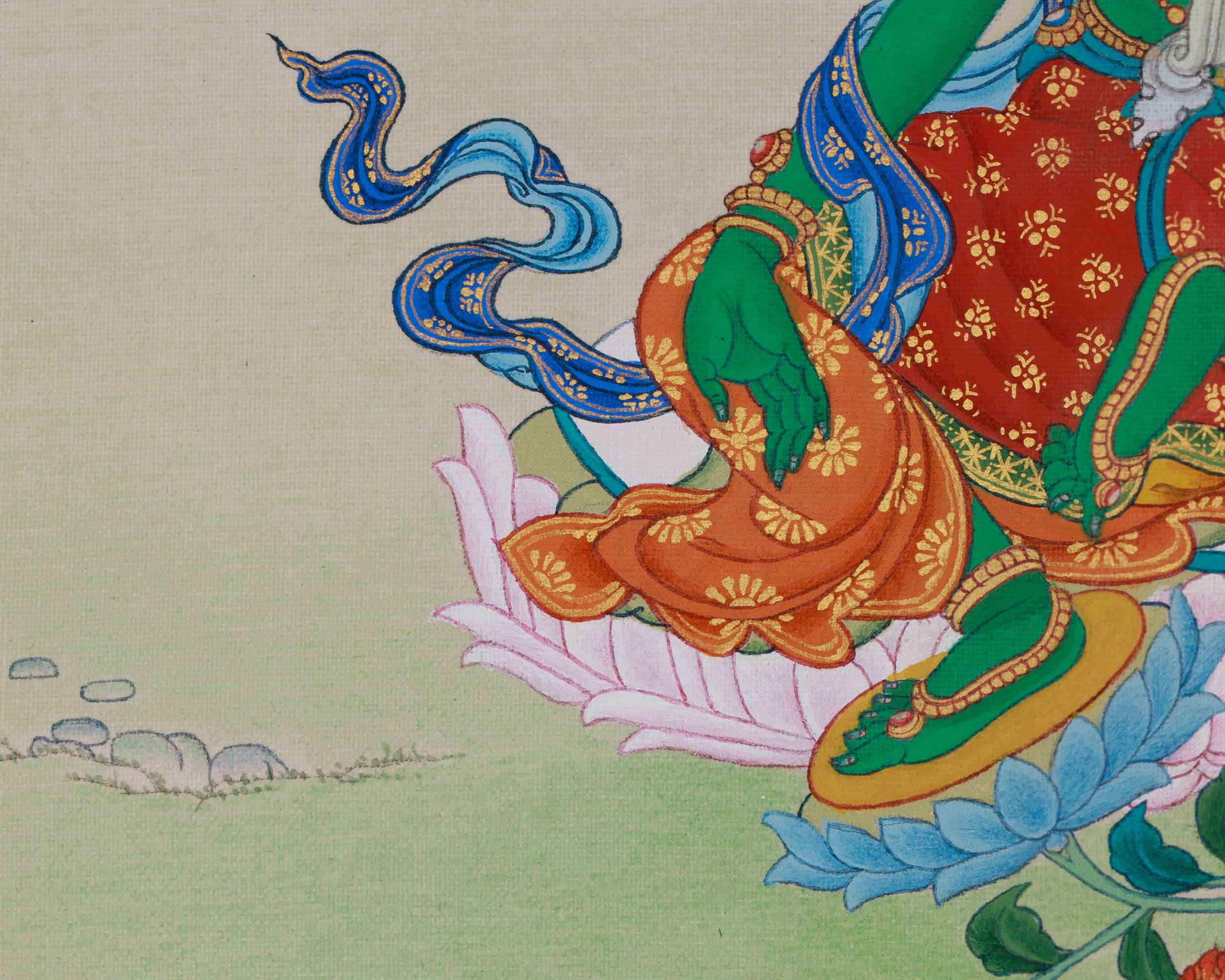 Shayma Tara Tibetan Thangka | Divine Goddess Green Tara Artwork