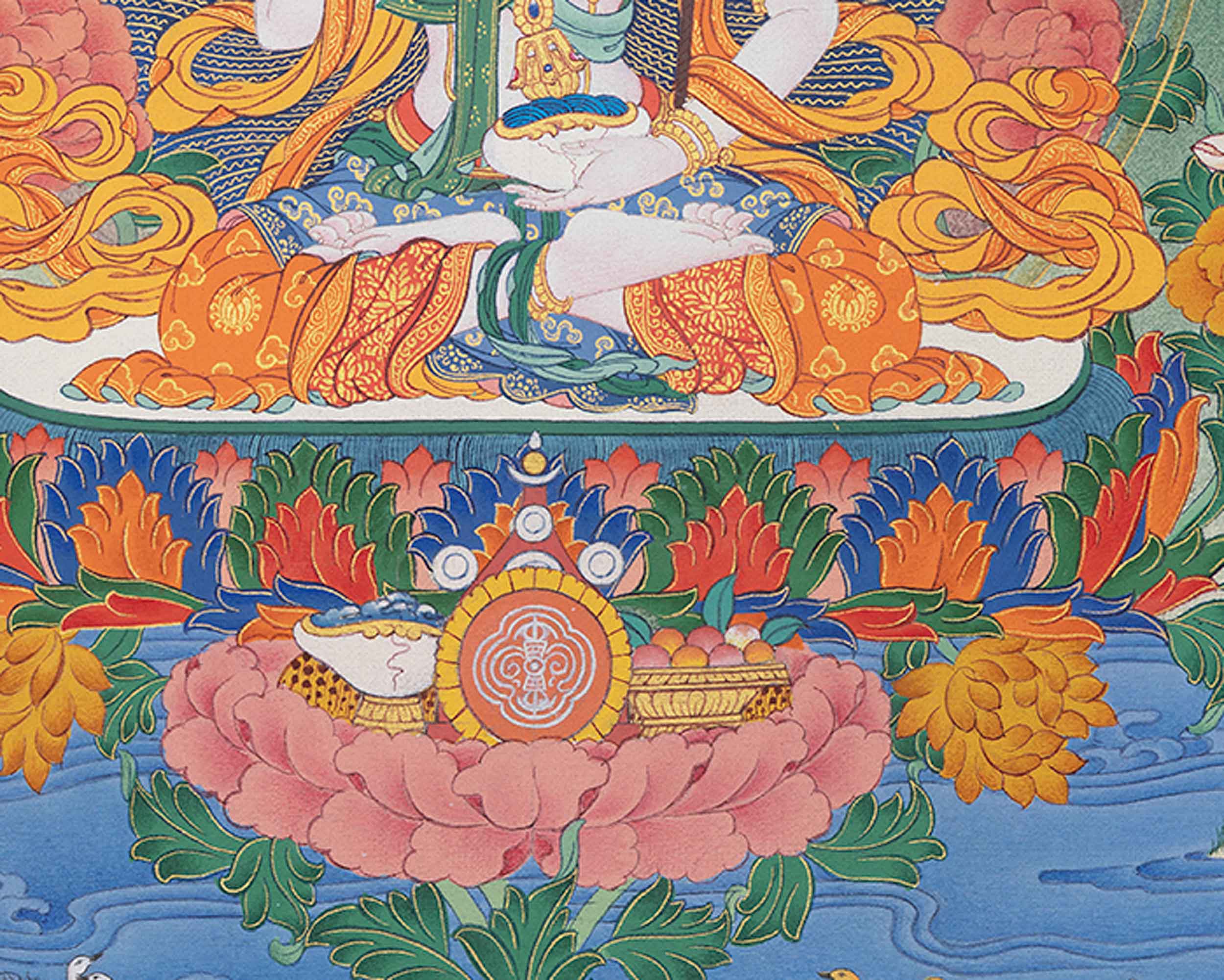 Traditional Pema Gyalpo Print | Guru Rinpoche's Manifestation Art | Buddhist Decor