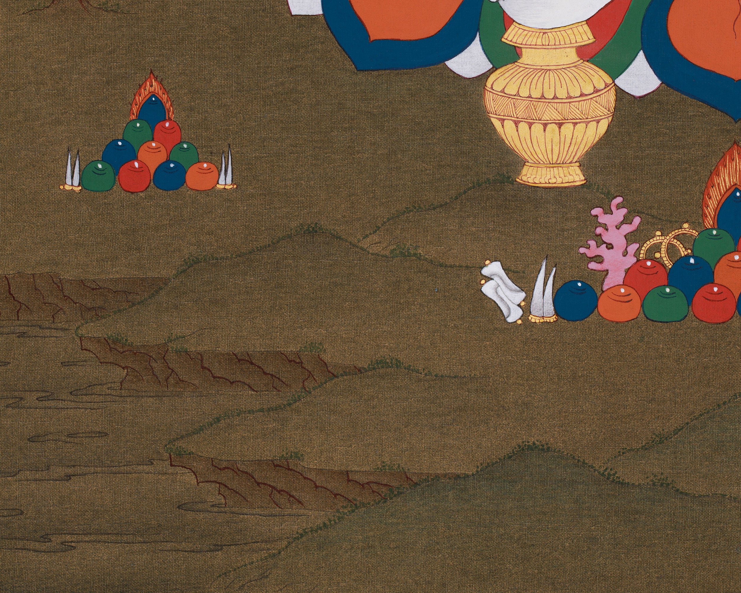 Spiritual Dzambhala Thangka | Wealth & Protection Deity in Traditional Art