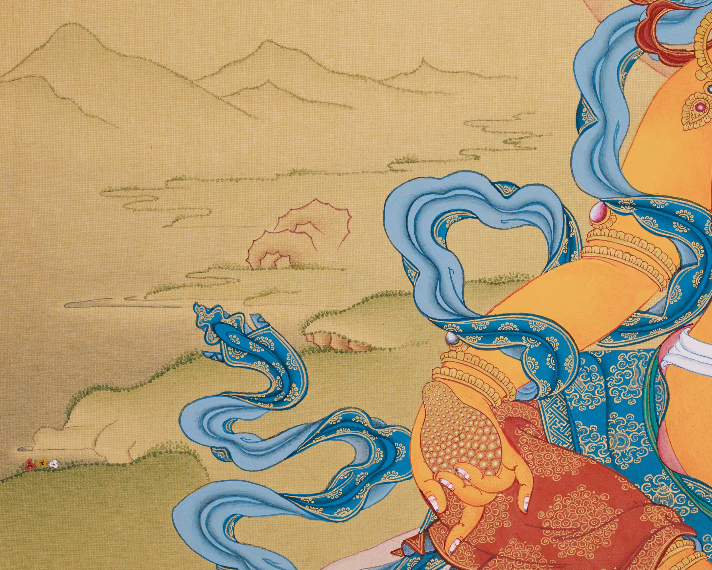 Premium Wealth Offering Deity Dzambhala Thangka | Symbol of Generosity and Sacred Power