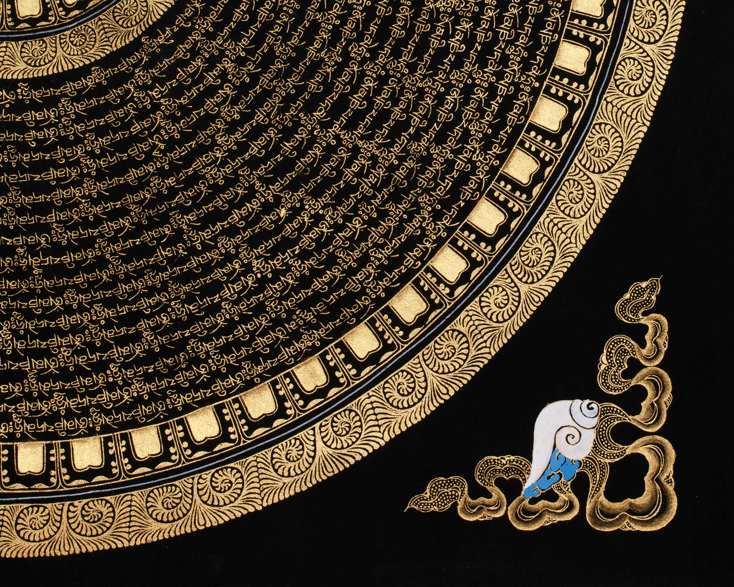 Traditional Tibetan Mantra Mandala Thangka | Meditation Room Decor