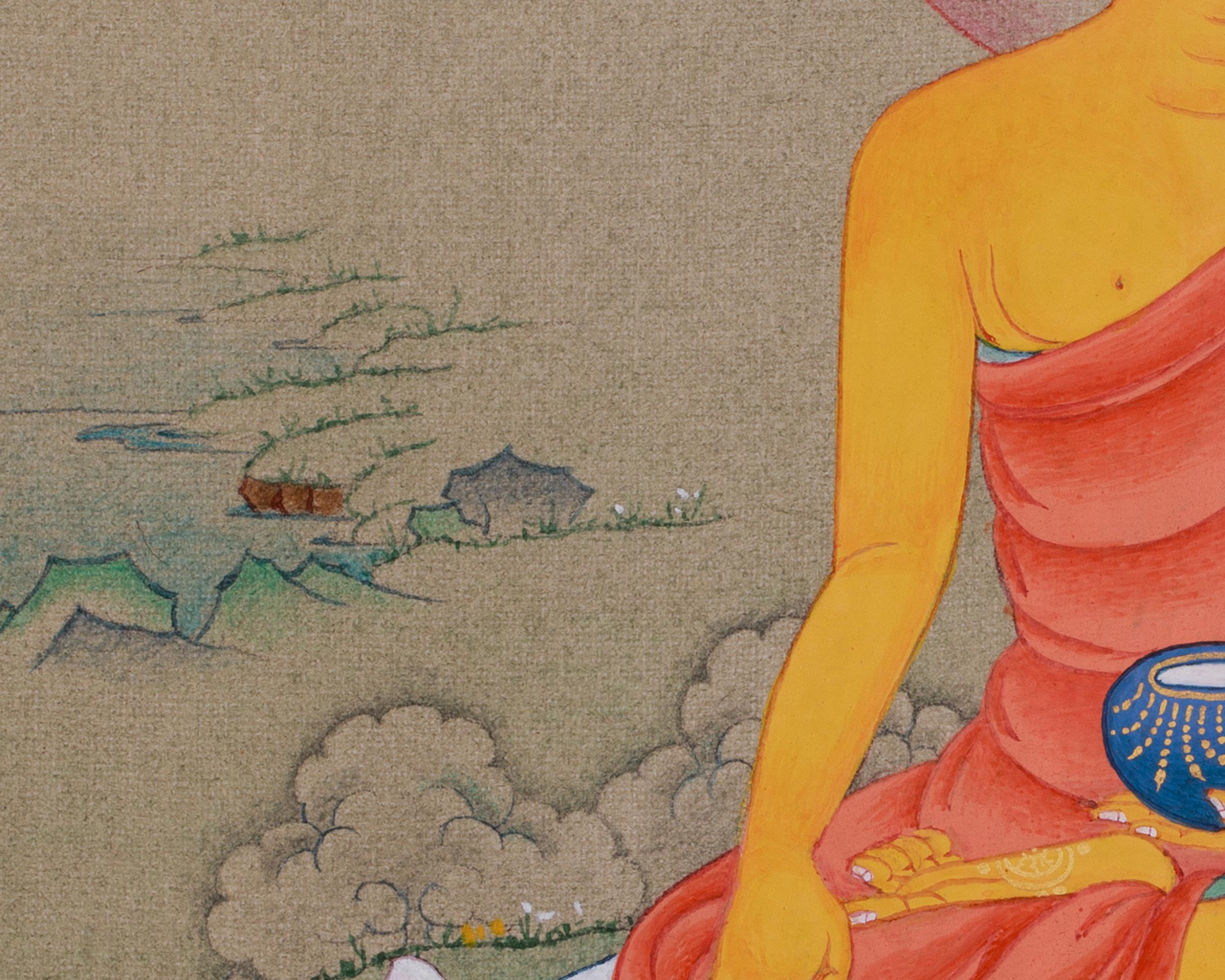 Hand-Painted Peaceful Deity Shakyamuni Buddha Thangka | A Symbol of Enlightenment