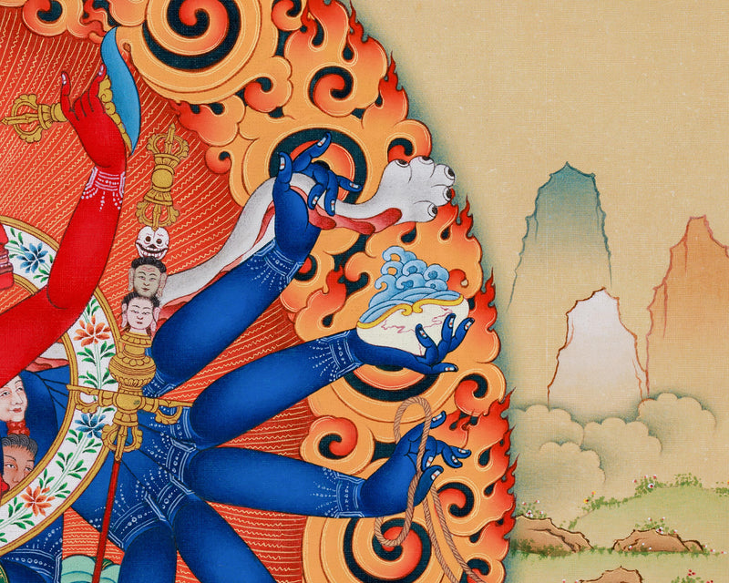 Heruka Manifestation: 12-Armed Chakrasamvara Thangka Print | Divine Yidam