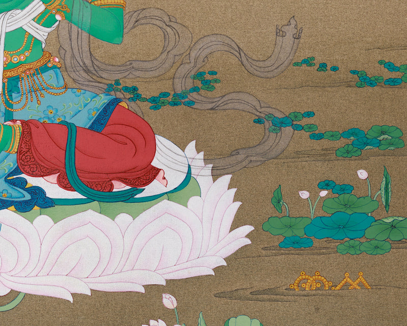 Shyama Green  Tara, Buddhist Goddess Tara Thangka | Embrace Compassion and Resilience