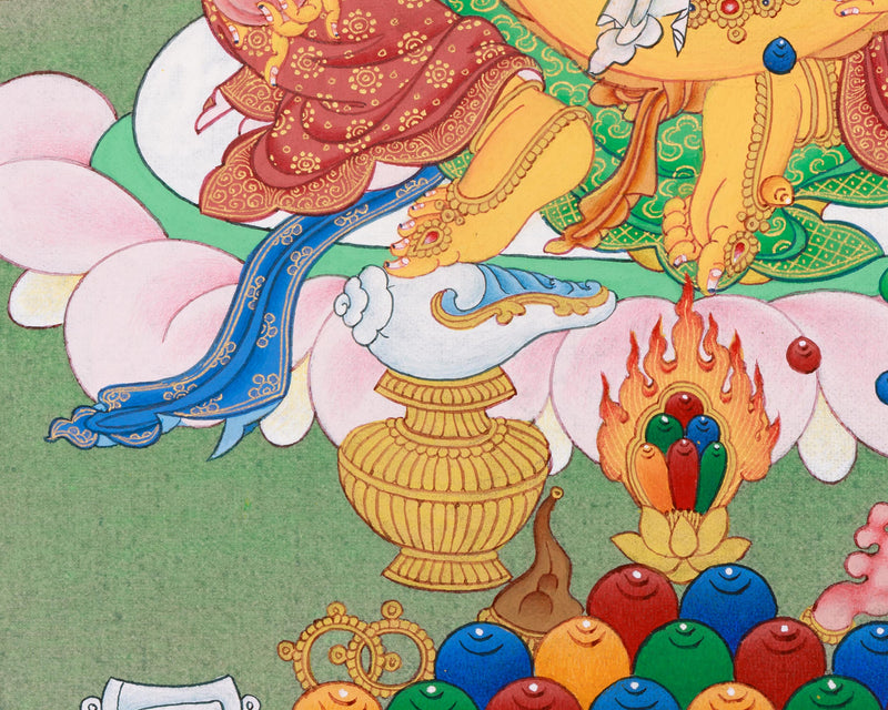 Small Dzambhala Thangka | Hand-Painted in Karma Gadri Style