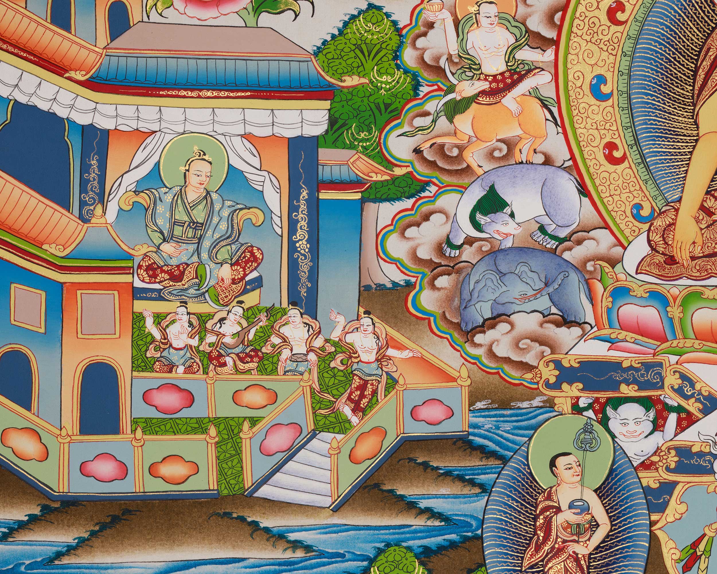Siddhartha Gautama Life Story Painting | Traditional Thangka Depicting the Path to Enlightenment