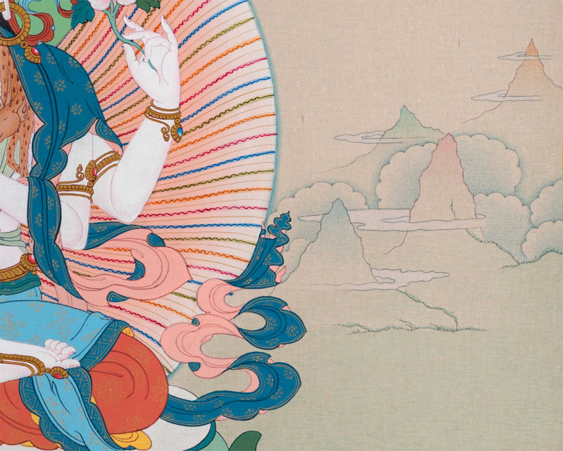 Chenresig with Vajrapani and Manjushri Thangka Print