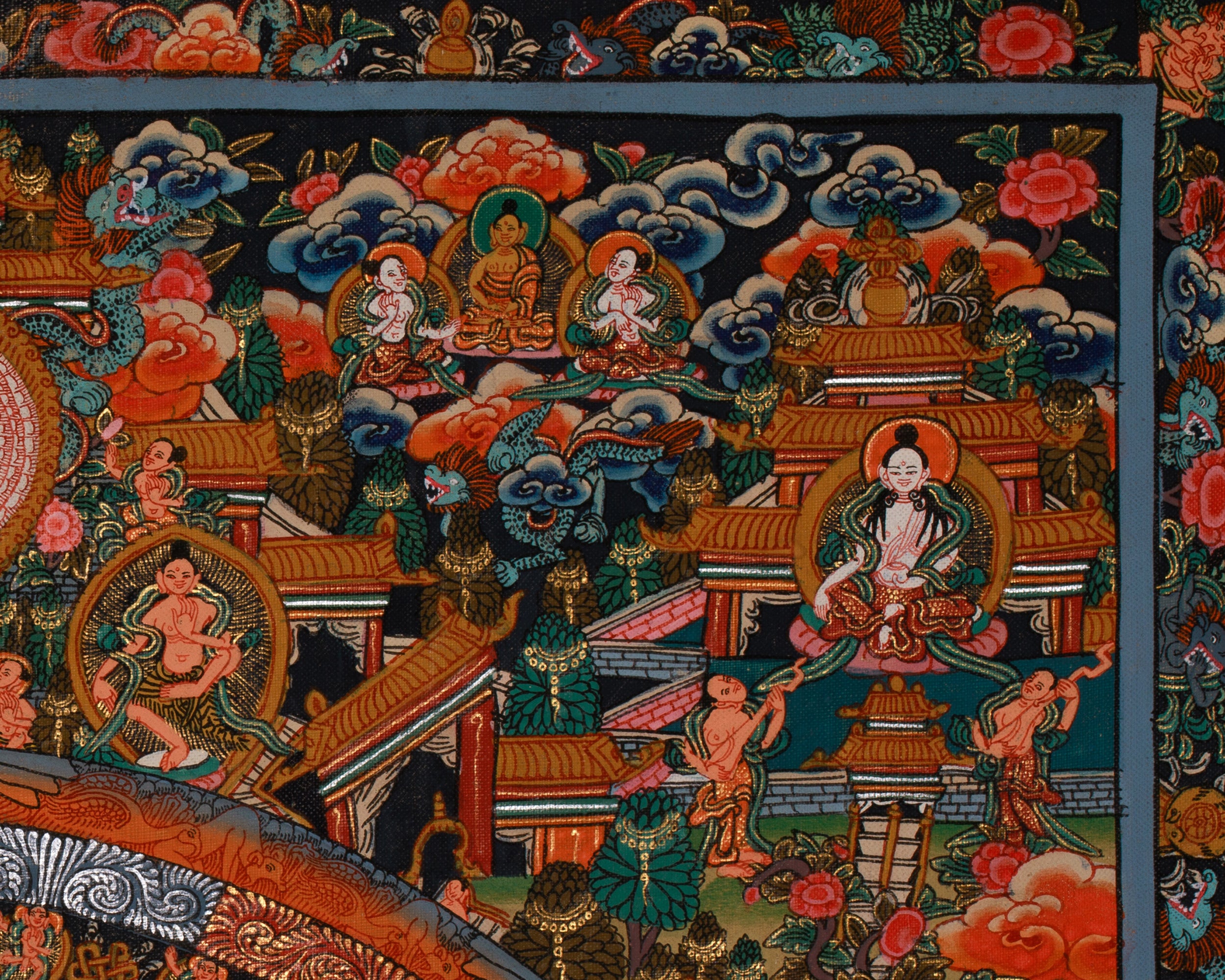 Vintage Avalokiteshvara Mandala | Celestial Beings & Cosmic Guardians