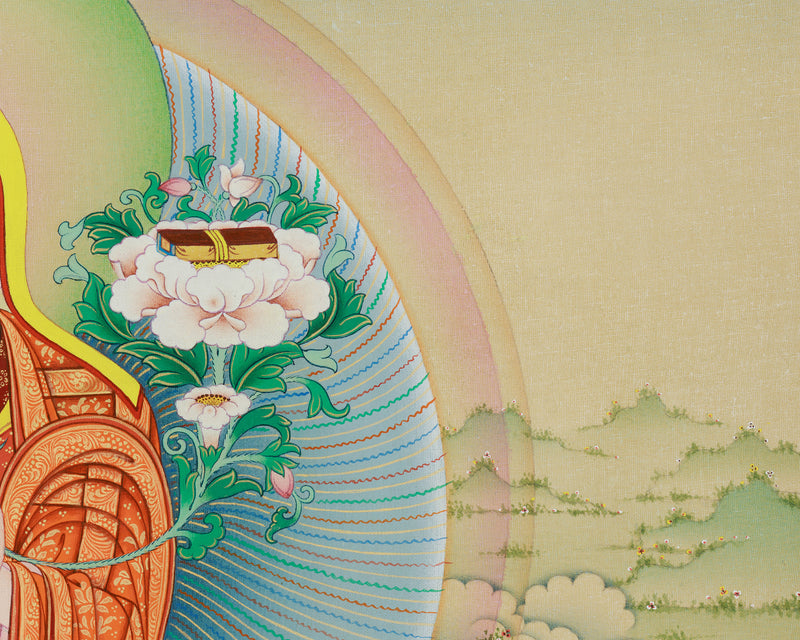 Tsongkhapa and Disciples Thangka | Gelug Tradition Print | Tibetan Buddhist Canvas Art