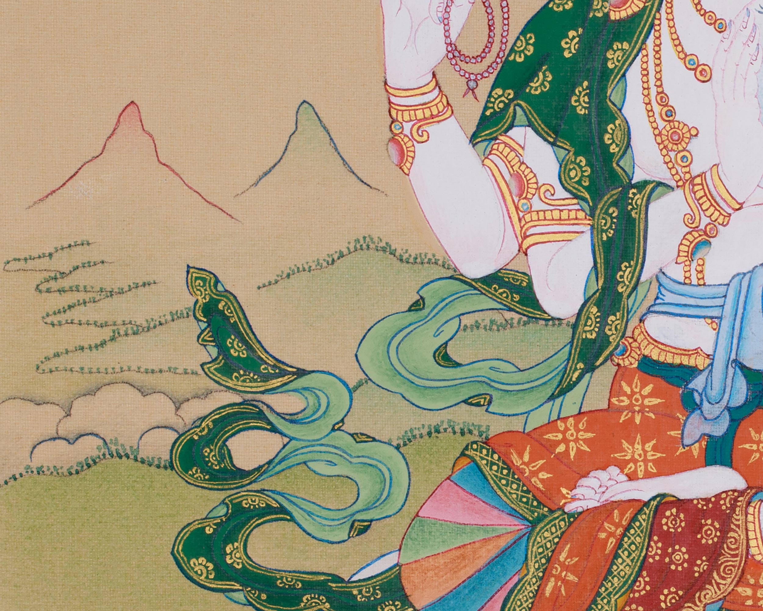 Four-Armed Avalokiteshvara, Compassion Buddha | Tibetan Bodhisattva of Mercy
