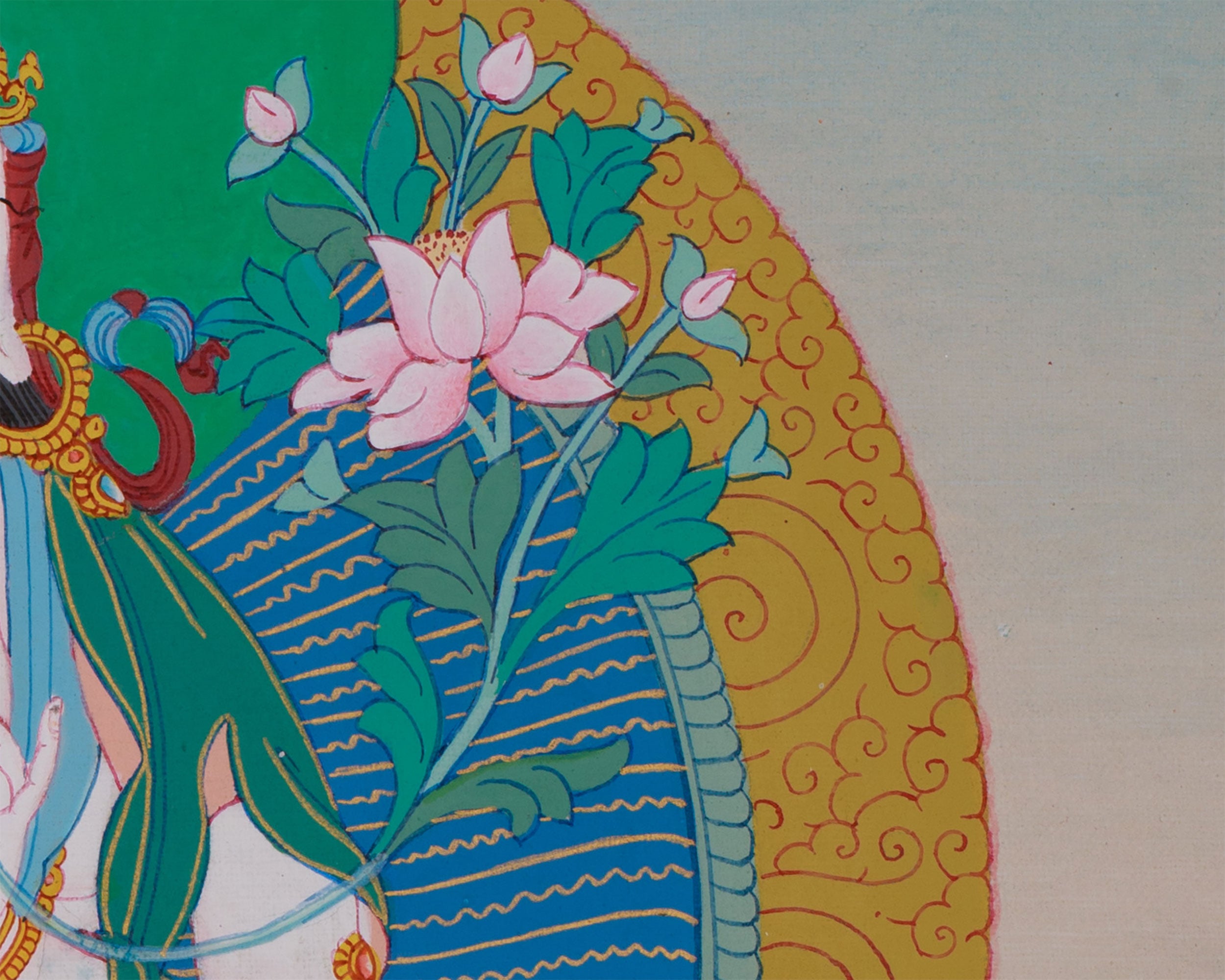 Hand-Painted Healing White Tara Thangka | Female Tibetan Buddhist Art