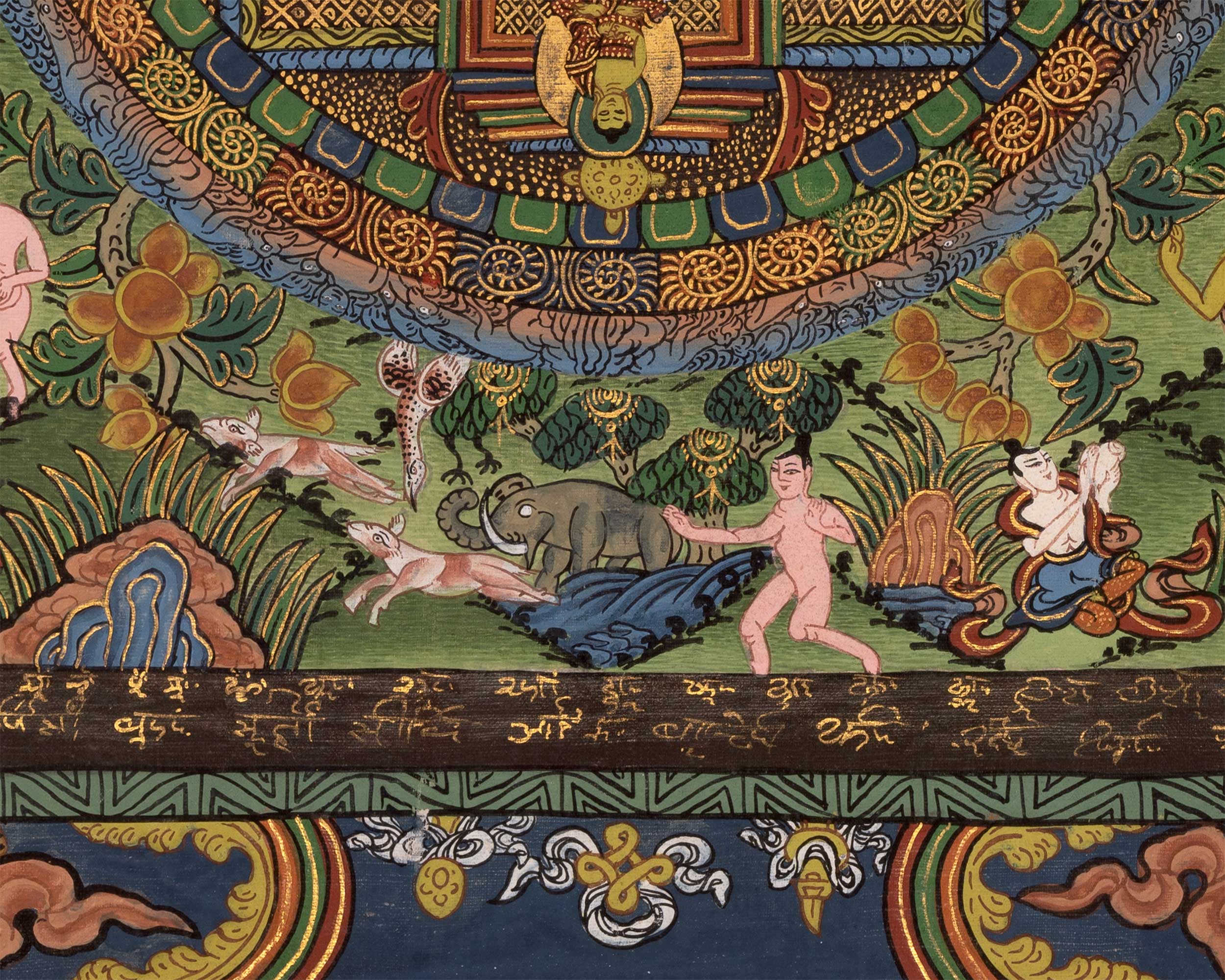 Horizontal Thangka of Buddha Life Story | A Spiritual Journey Through Sacred Art