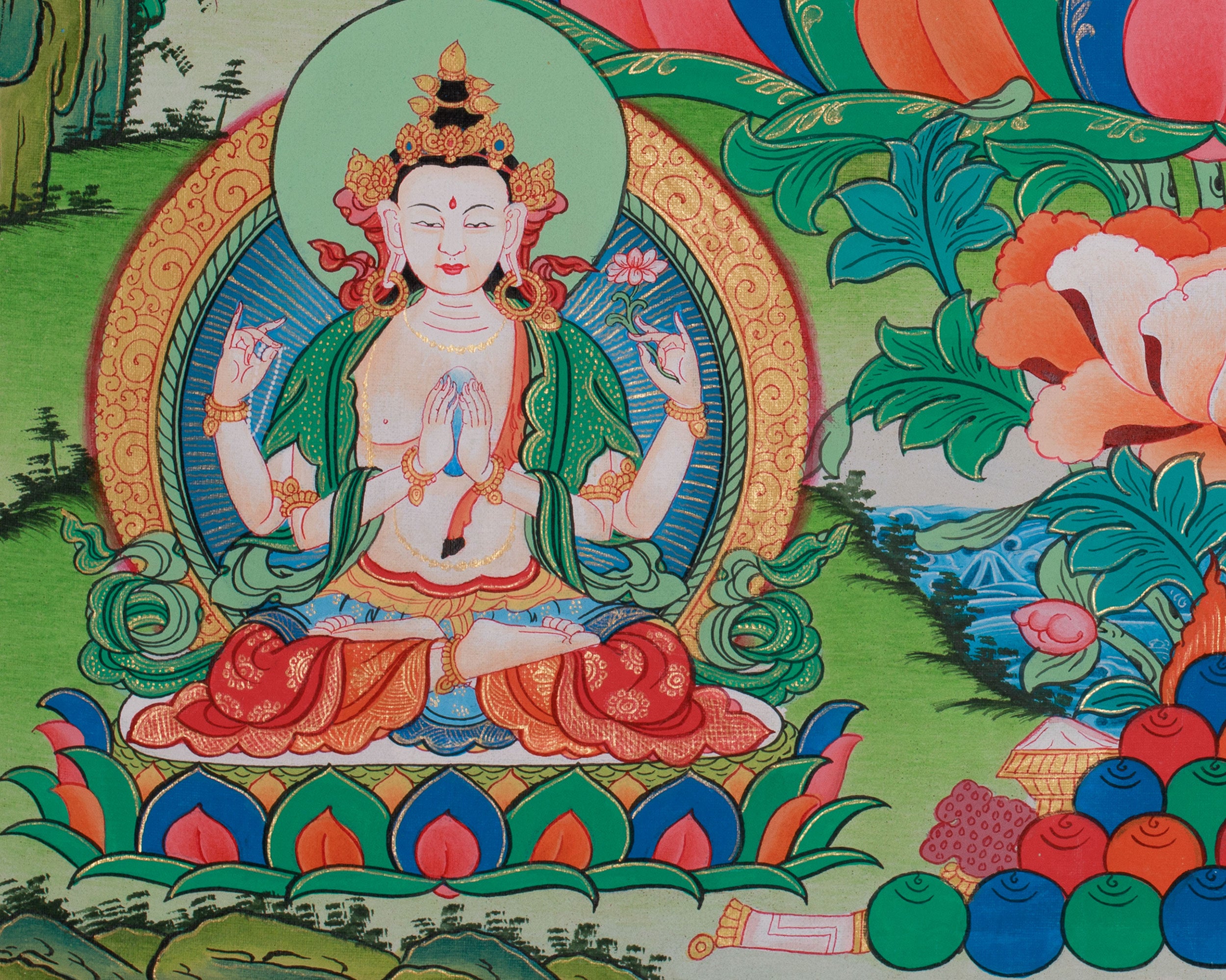 Original Thangka of Manjushree | Tibetan Buddhist Deity