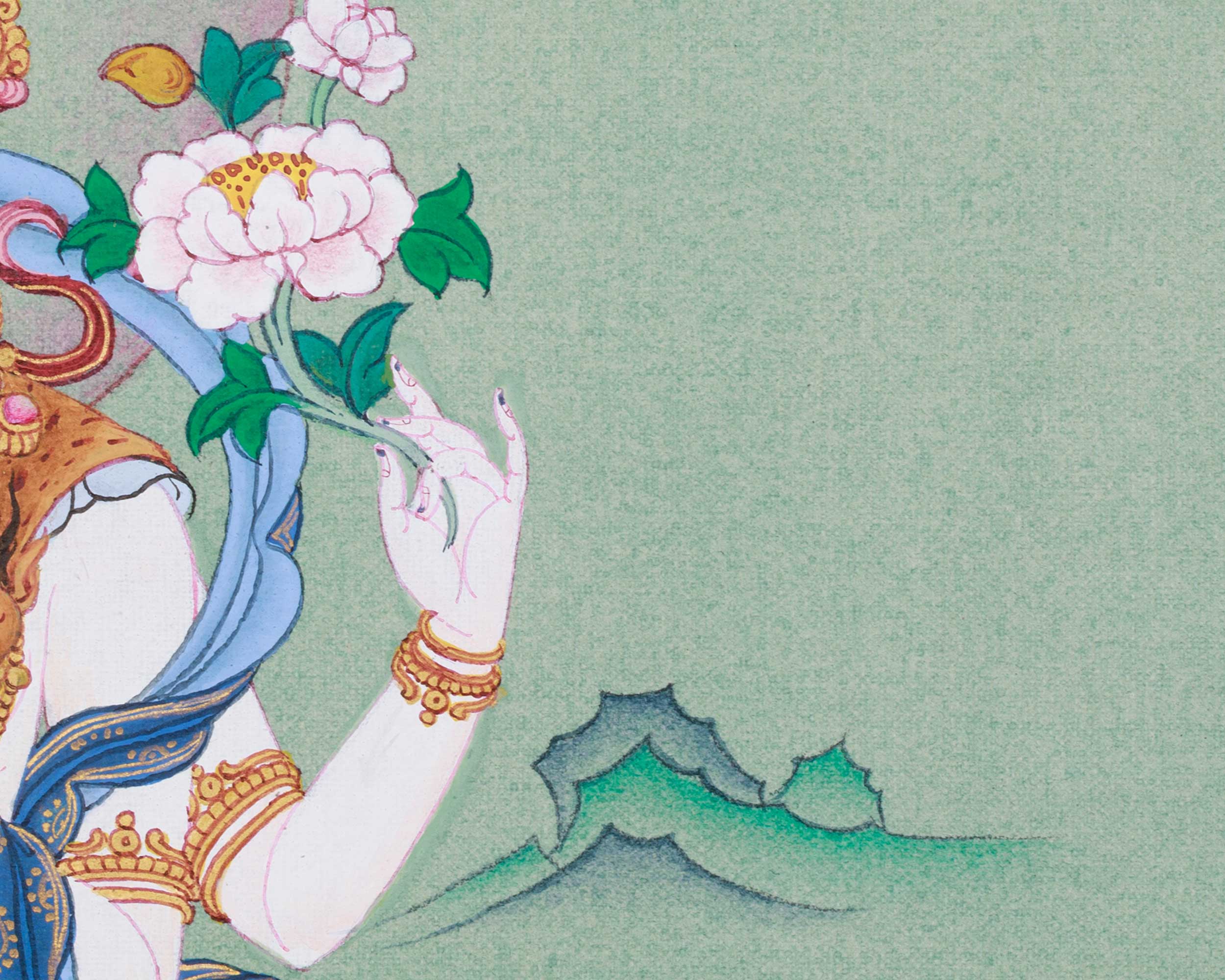 Traditional Four-Armed Chenrezig Thangka | The Bodhisattva of Boundless Mercy