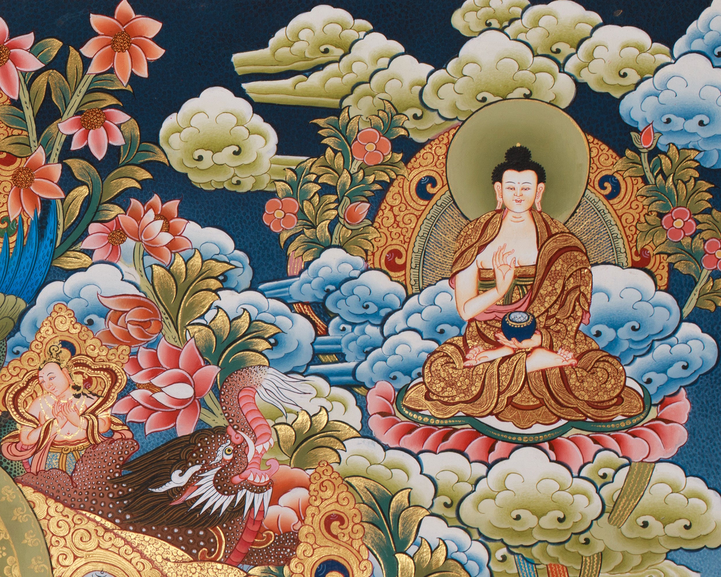 Assembly of 8 Medicine Buddhas | Tibetan Bhaisajyaguru Large Thangka Painting