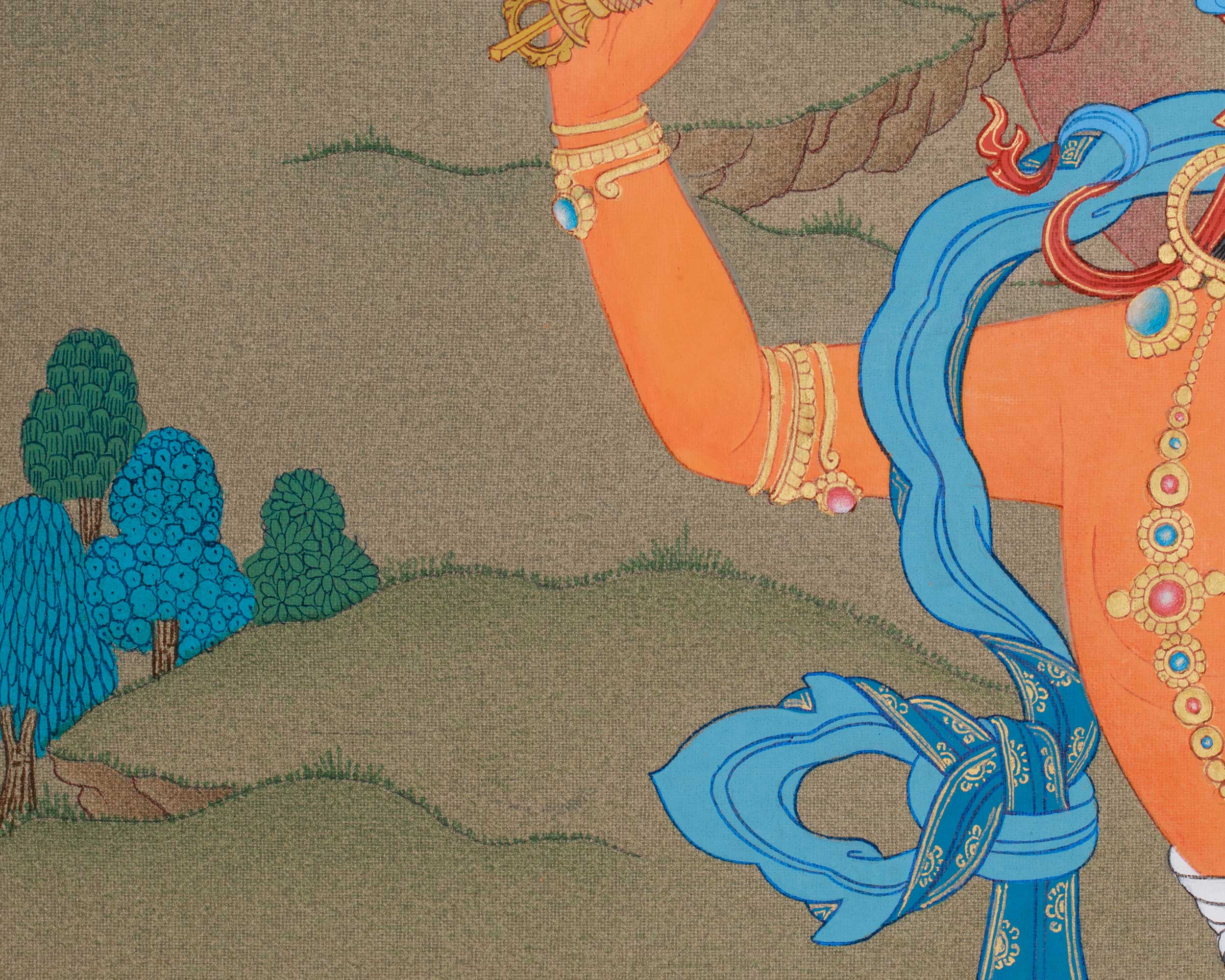 Traditional Handmade Bodhisattva Manjushri Thangka | Embodiment of Learning and Enlightened Mind
