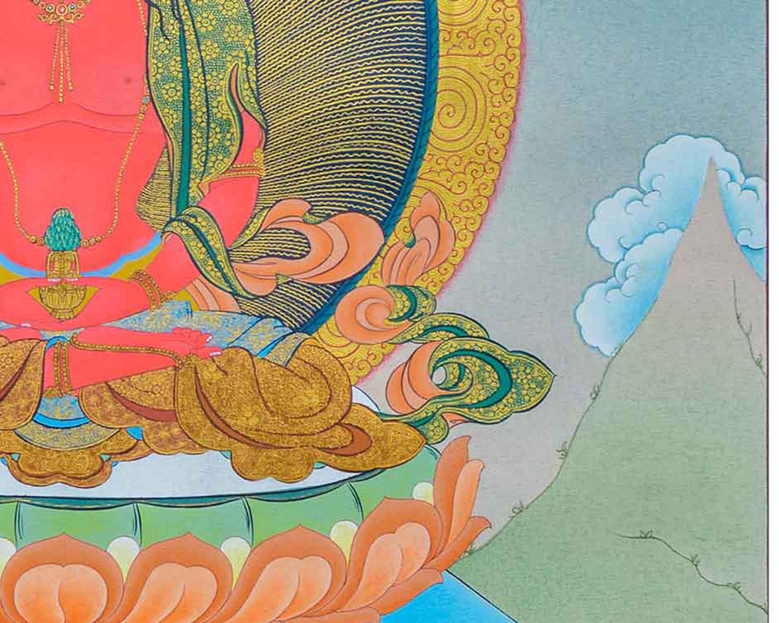 Amitayus Buddha Thangka | Traditional Art for Mindfulness | Meditation Aid