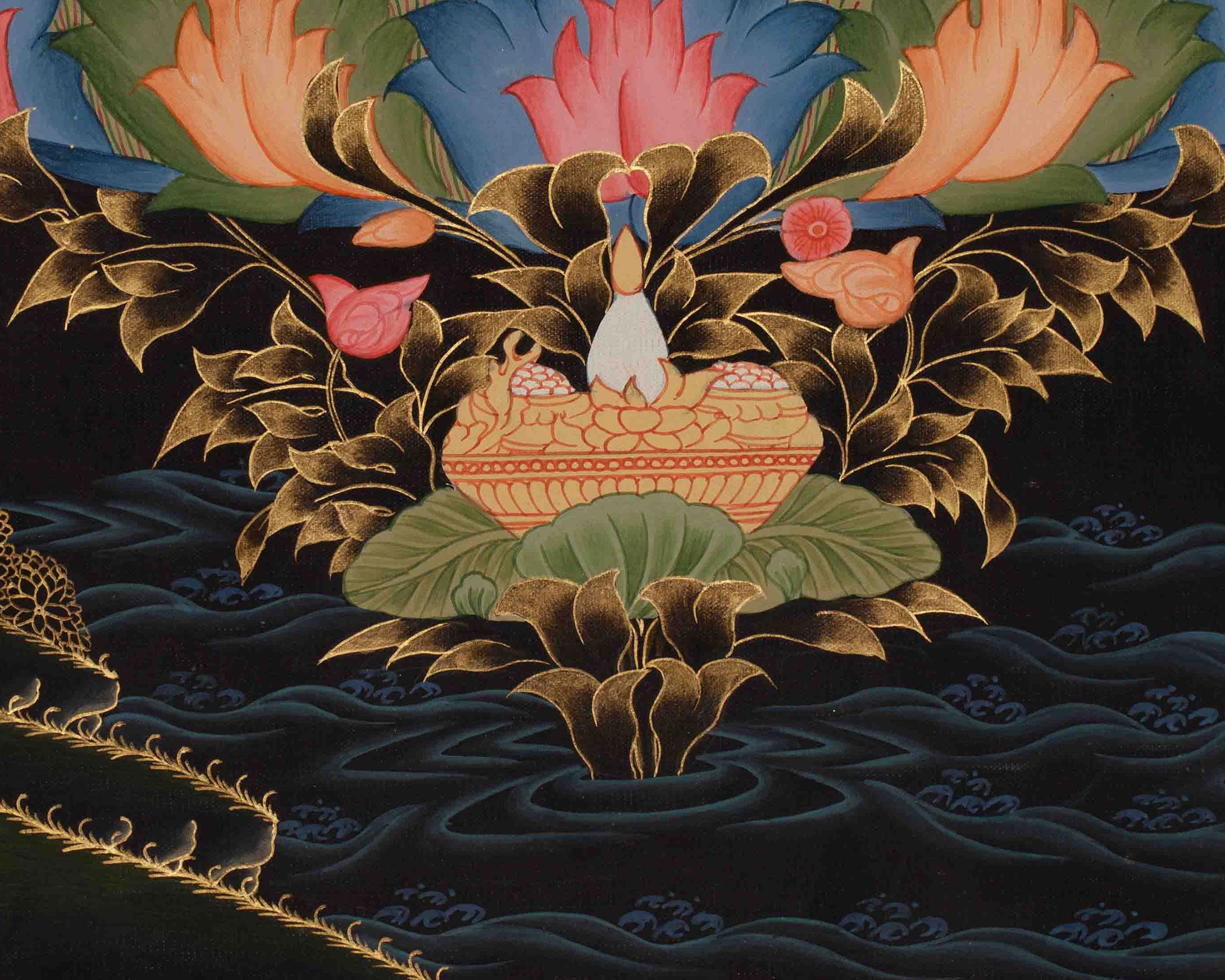Vajrayana Buddhist Guru Rinpoche Thangka | Guru Padmasambhava Art | Meditation & Spiritual Altar
