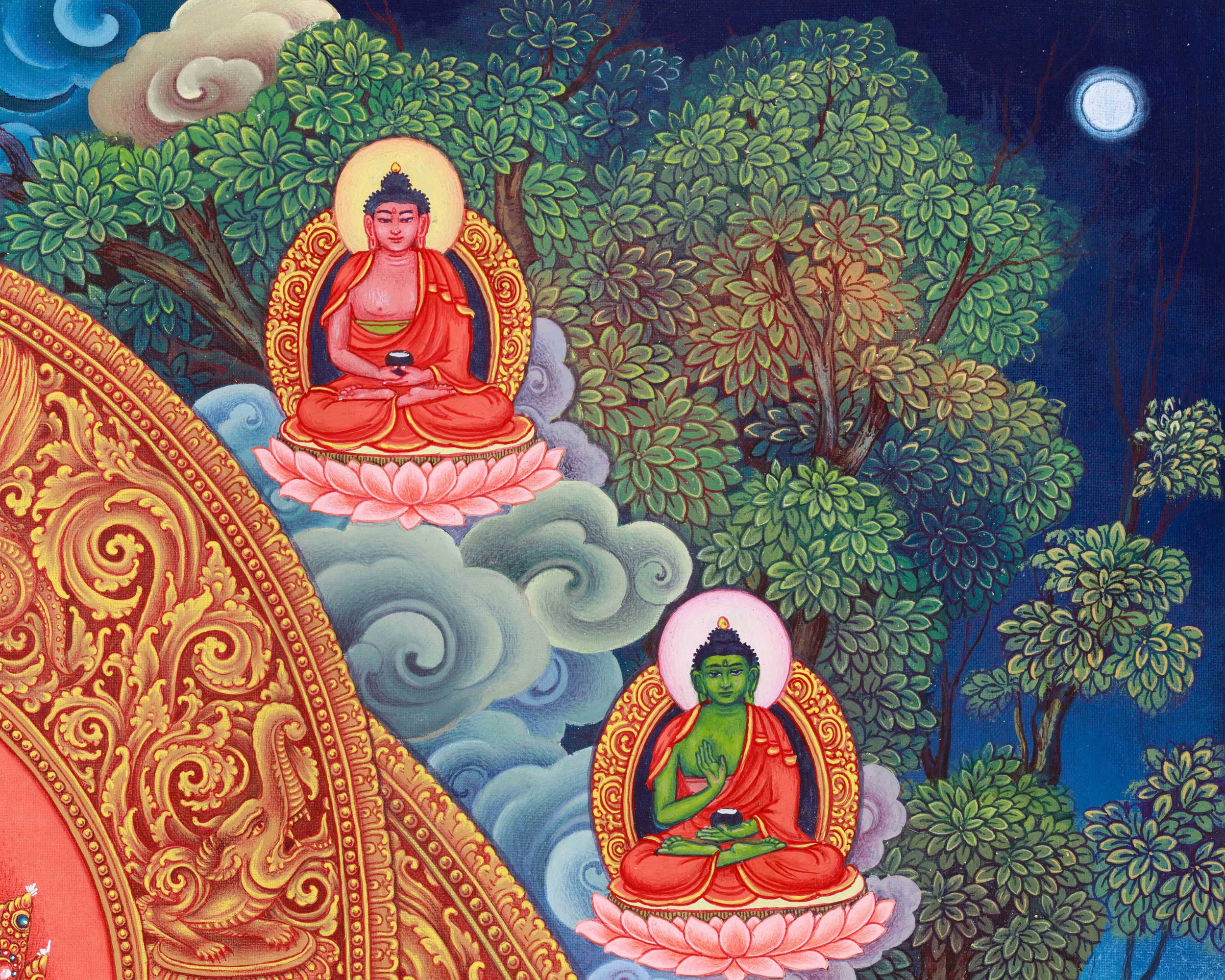 Green Tara Spiritual Thangka | Goddess of Healing | Hand-Painted Meditation Art