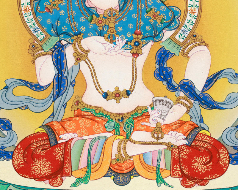 The Supreme Buddha, Vajrasattva Thangka Print | Bodhisattva of Purification