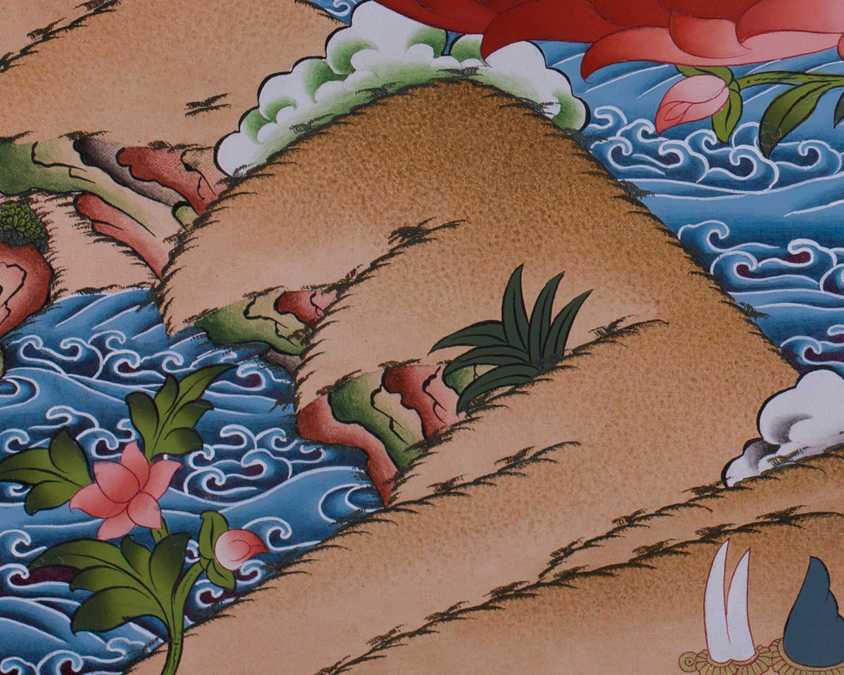 Original Hand-Painted Guru Rinpoche Thangka | Tibetan Wall Decoration