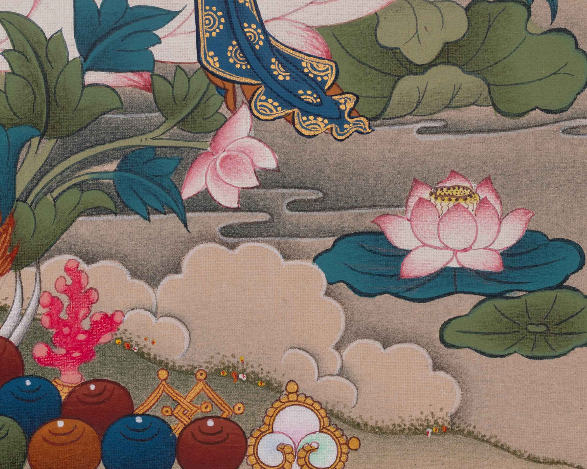 White Tara Hand-painted Thangka | Seven Eyed Deity | Healing Goddess