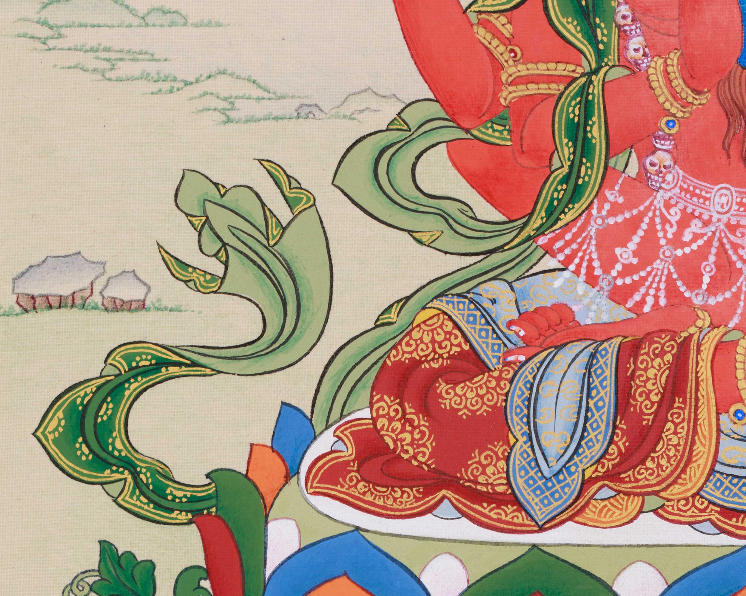 Red Chenrezig Thangka | Gyalwa Gyasto with Consort